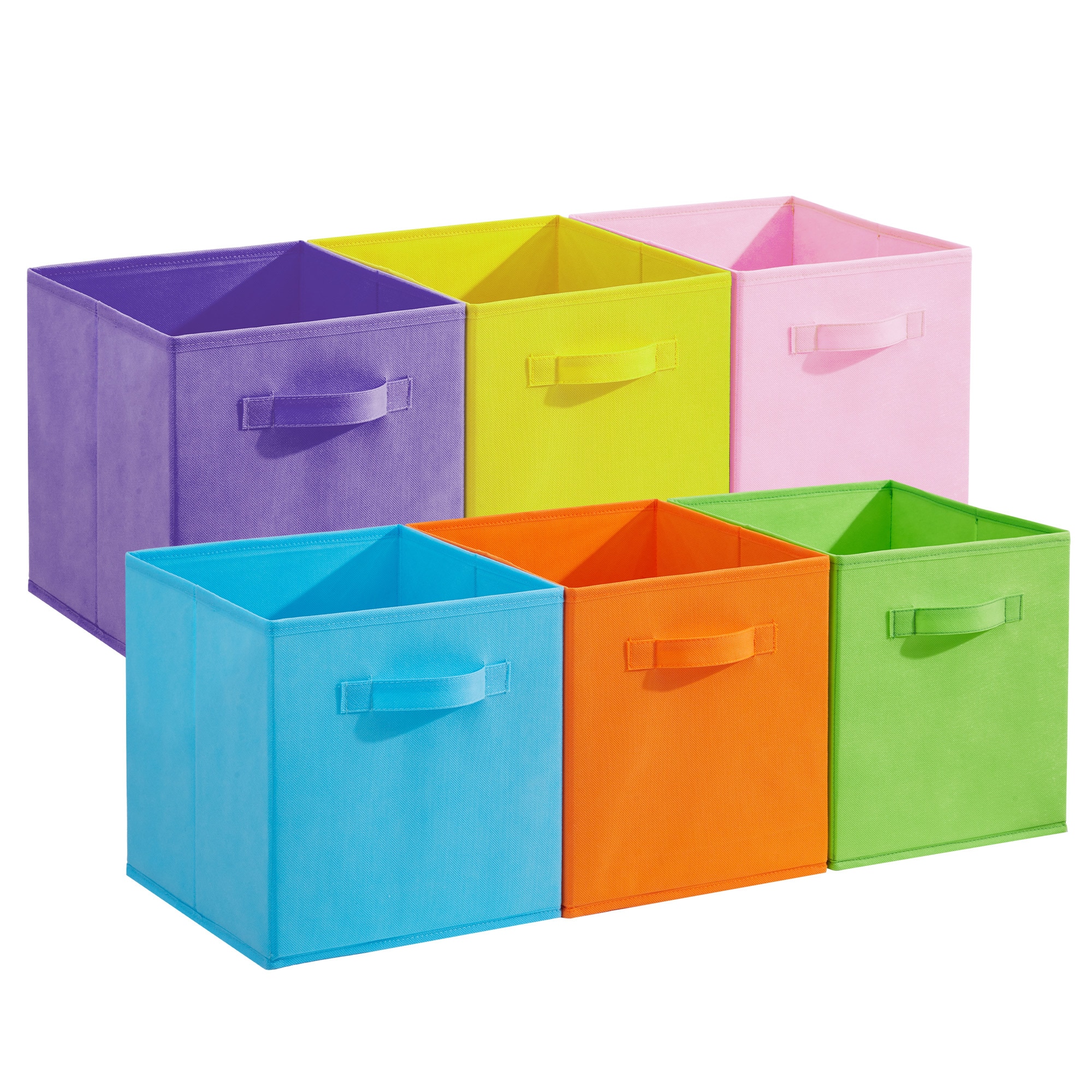 Garvee 12-Pack Fabric Storage Cubes 11 Inch Collapsible Storage Bins with Handles Macaron Color Foldable Closet Organizers for Shelves Kids Room Dorm