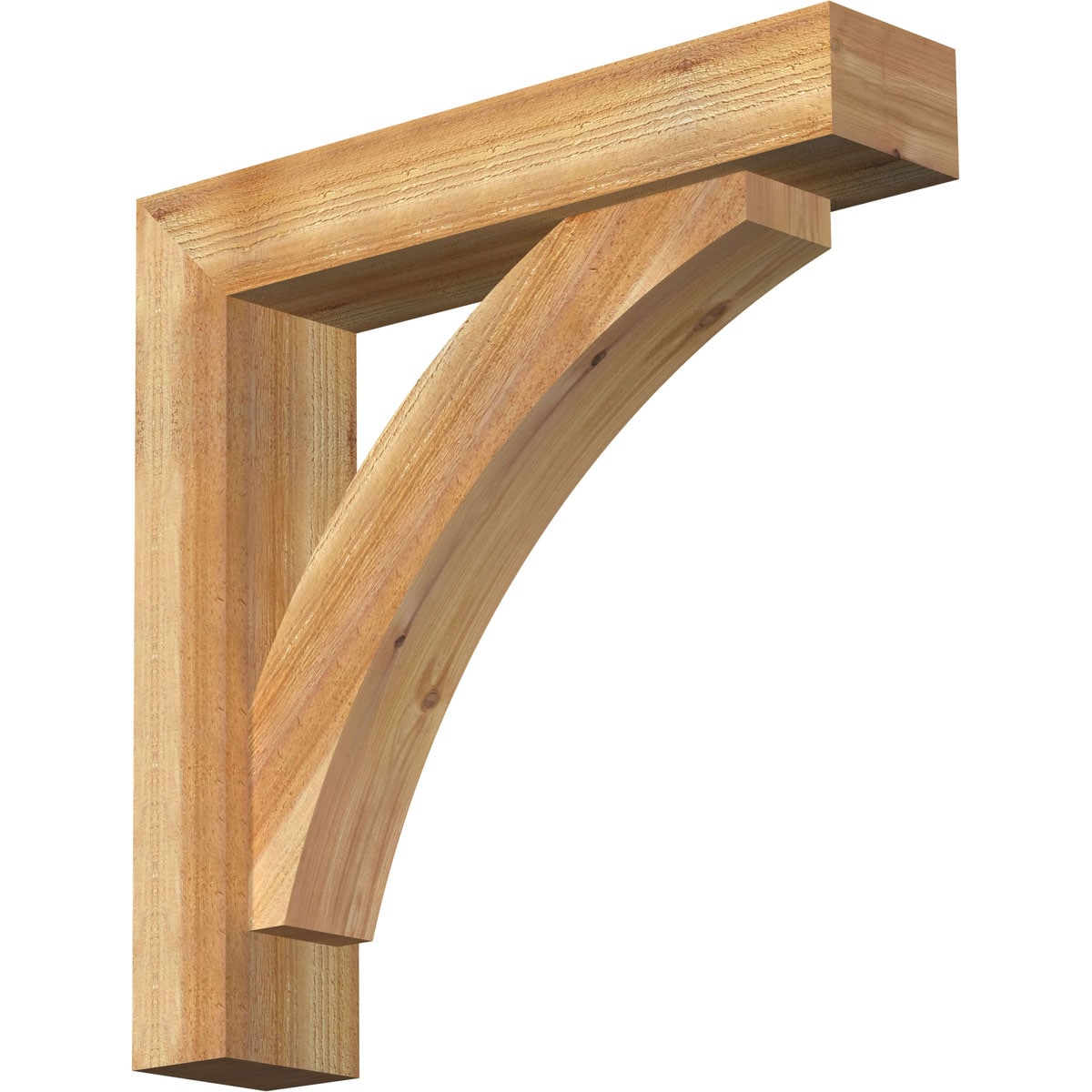Ekena Millwork 1463852 Thorton Block Rough Sawn Bracket with Offset Brace 6-in x 28-in x 28-in Western red cedar Brown Wood Standard bracket