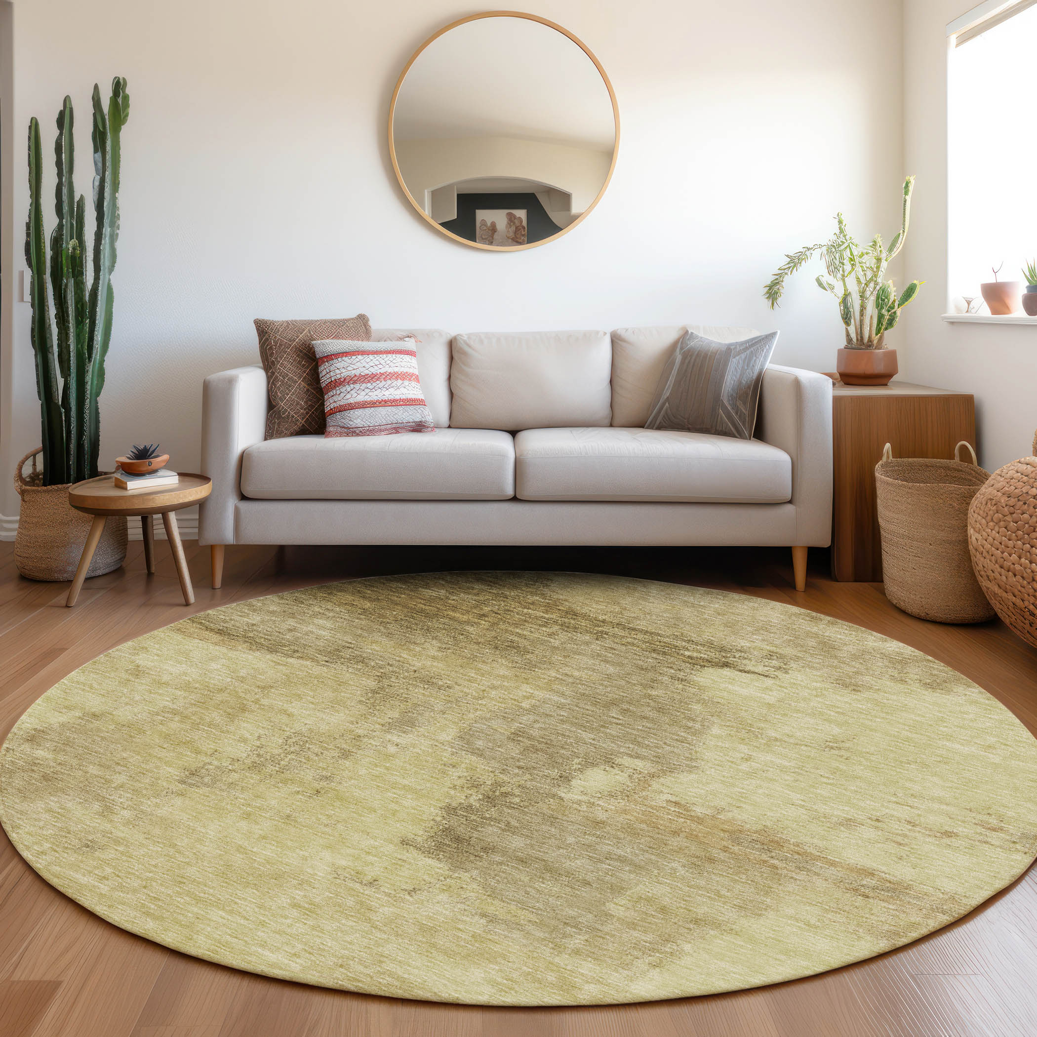 Addison Rugs ACN1068BR8RO Chantille ACN1068BR 8 x 8 (ft) Polyester Brown Round Indoor/Outdoor Geometric Machine washable Area rug
