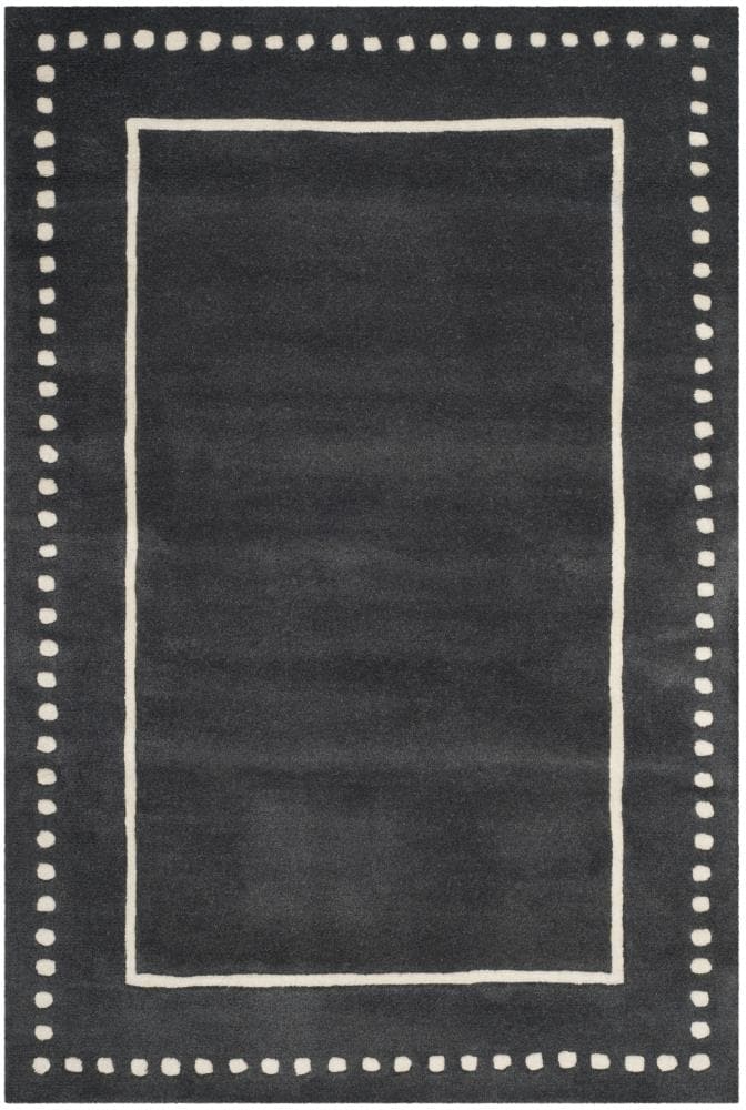 Safavieh BEL151X-4 Bella Huon 4 x 6 (ft) Tufted Wool Dark Gray/Ivory Rectangular Indoor Border Farmhouse/Cottage Area rug