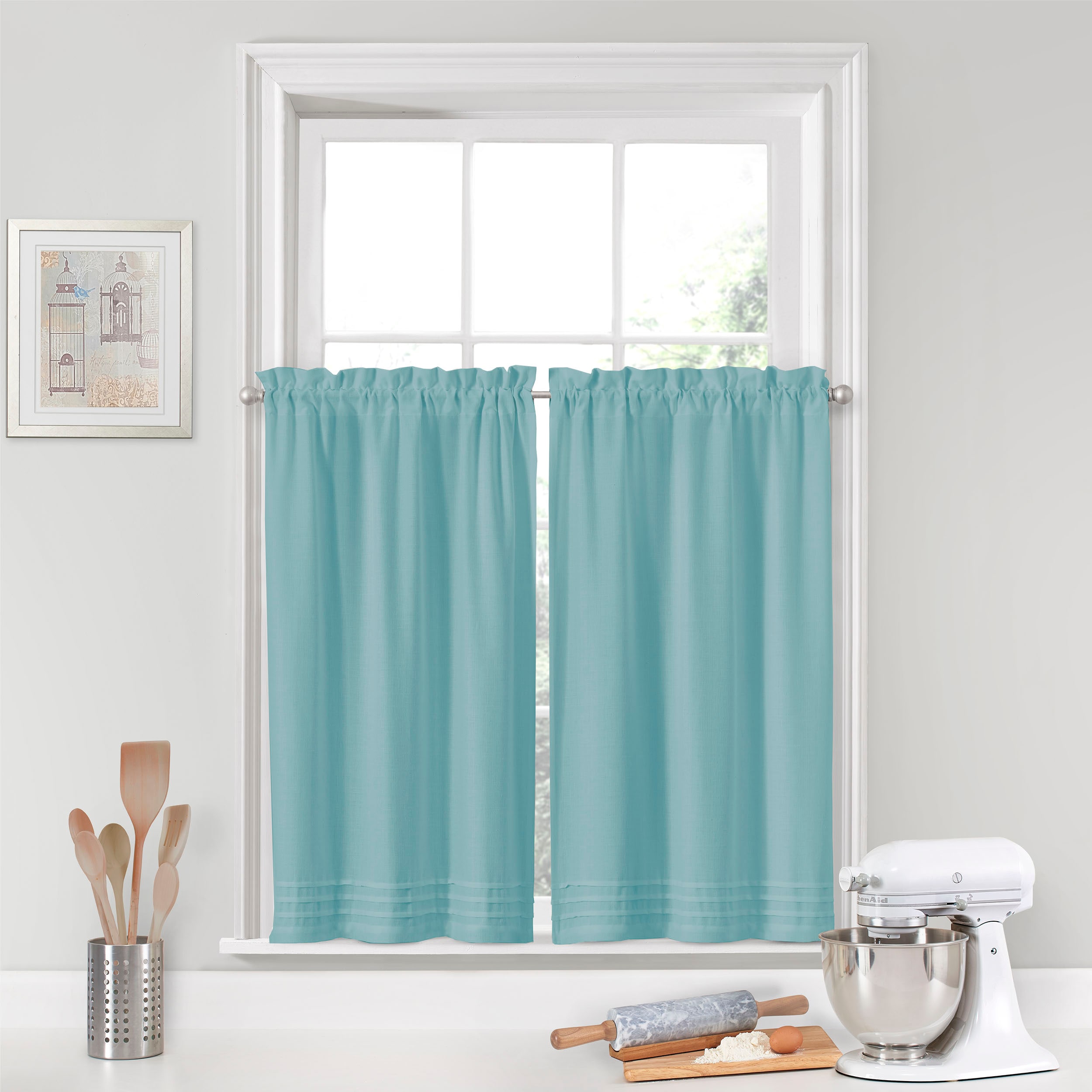 Vue 18500052045AEG 45-in Aegean Poly/Cotton Light Filtering Standard Lined Rod Pocket Curtain Panel Pair
