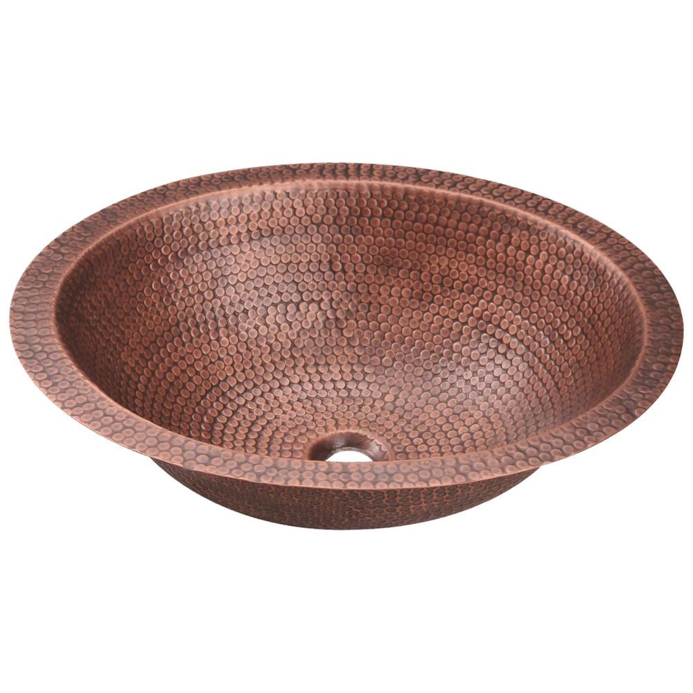 MR Direct Copper Drop In Or Undermount Round Rustic Bathroom Sink 19   10977859 