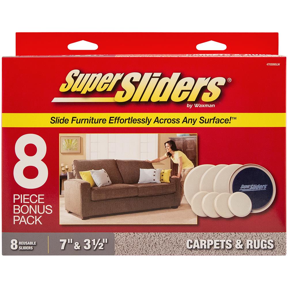 Super Sliders 2-1/2 x 9 Reusable Furniture Sliders to Move Heavy Items  Quickly and Easily (Plastic Carpet Slider, 4 Pack)