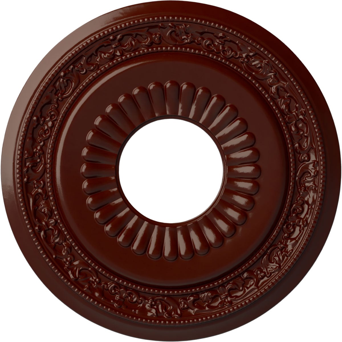 Ekena Millwork CM20LNBMF Lauren 20.625-in W x 20.625-in L Painted Brushed Mahogany Polyurethane Whole Ceiling Medallion