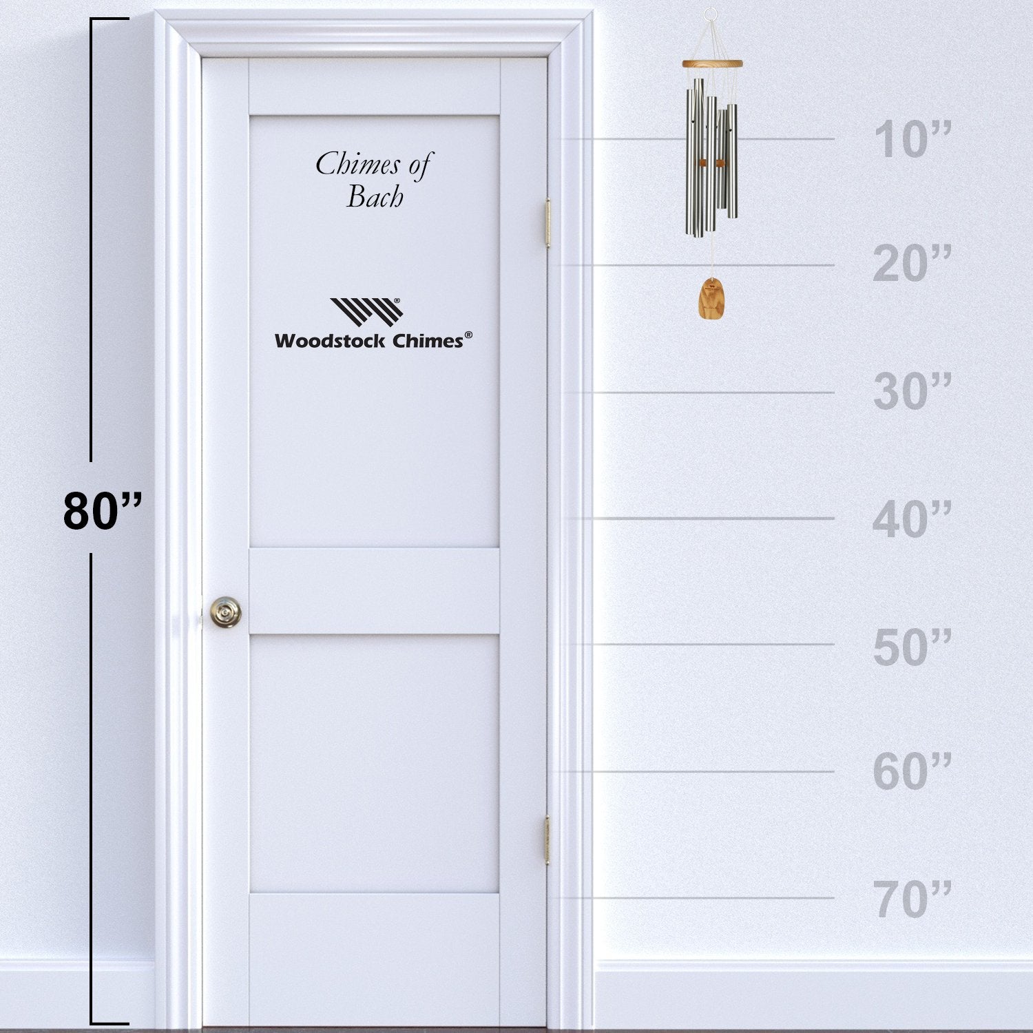 28'' Silver and Wood Metal Wind Chime