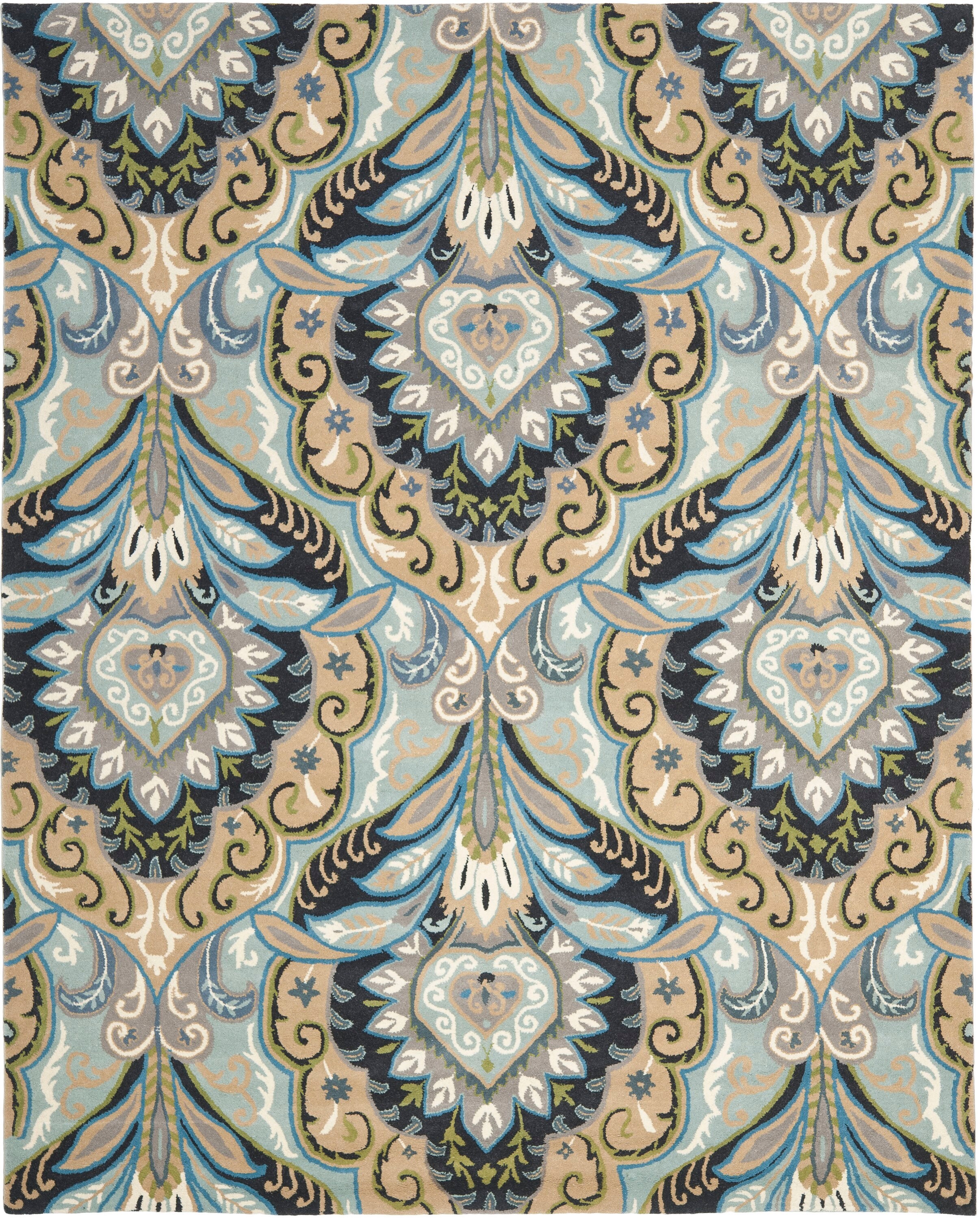 Hand-Tufted Blue and Beige Wool Area Rug
