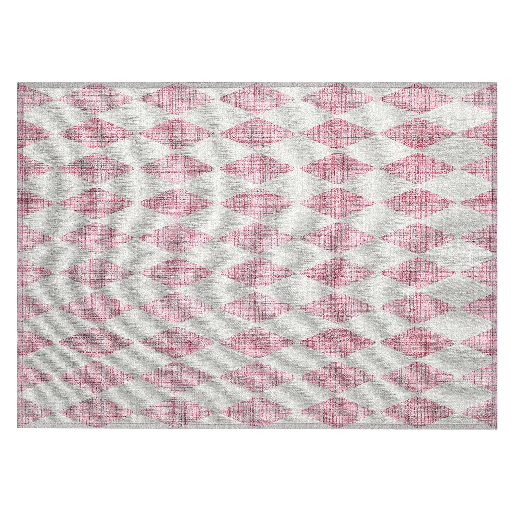 Pink Diamond Pattern Machine Washable Rectangular Rug