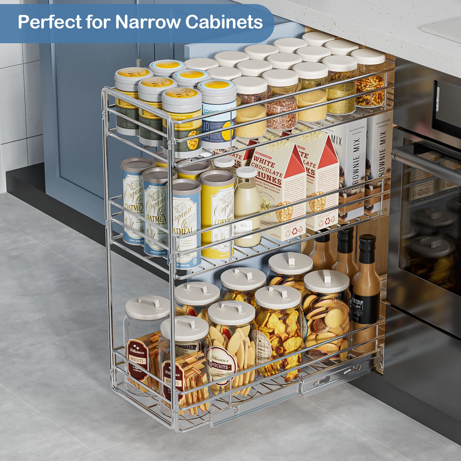 LOVMOR 3TIER-SPICE-OLD-5.5 Pull-Out-Cabinet-Baskets - View #2