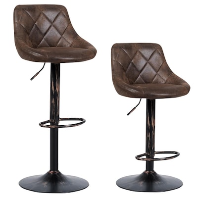 Costway Bar Stools At Com, Faux Leather Upholstered Bar Stools In Bronze Set Of 3