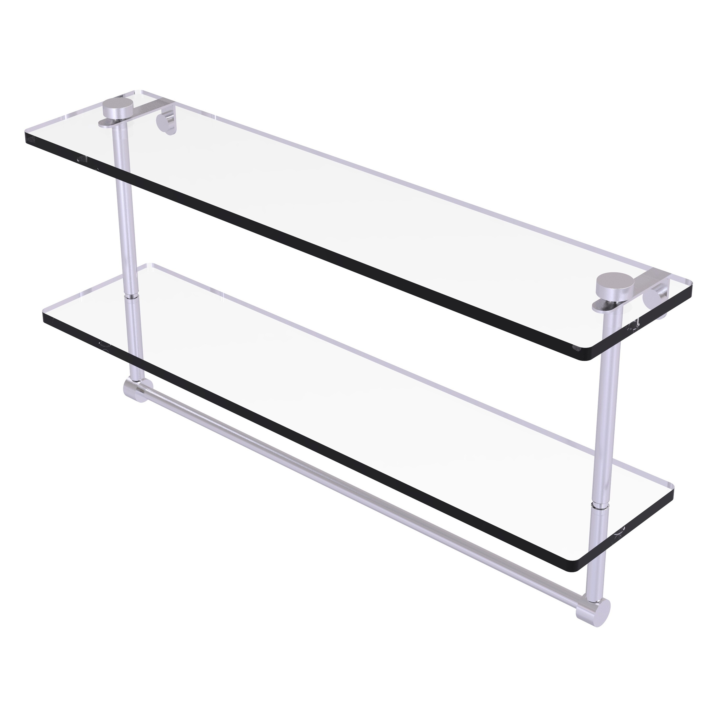 Allied Brass NS-2/22TB-SCH Satin Chrome 2 -Tier Wall mount Bathroom Shelf ( 22-in x 12-in x 5-in )