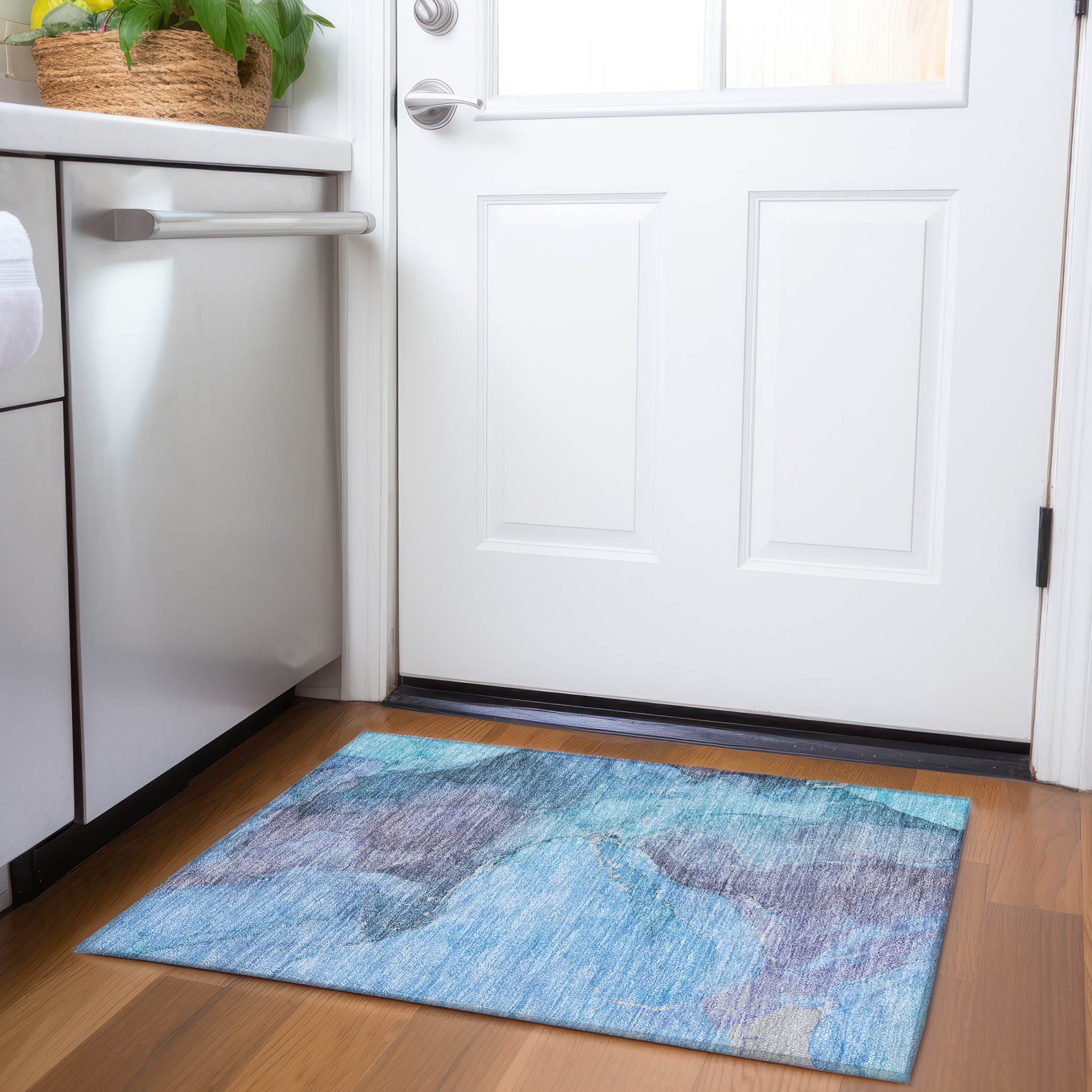 Addison Rugs ACN1781BU20X30 Chantille ACN1781BU 1 x 2 (ft) Loomed Blue Rectangular Indoor/Outdoor Machine washable Pet Friendly Area rug