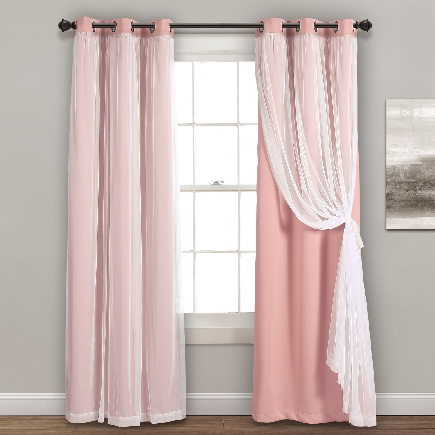 Lush Decor 21T013365 95-Inches Pink Blackout Grommet Curtain panel pair