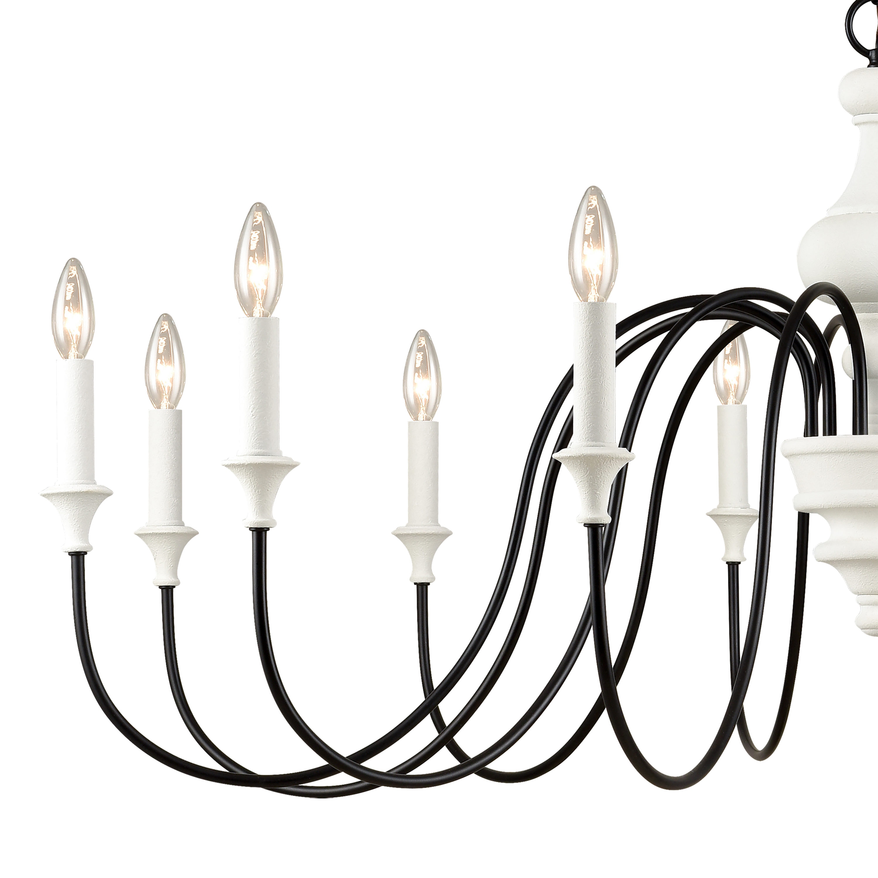 Val de Loire 12-Light White and Black Metal Chandelier