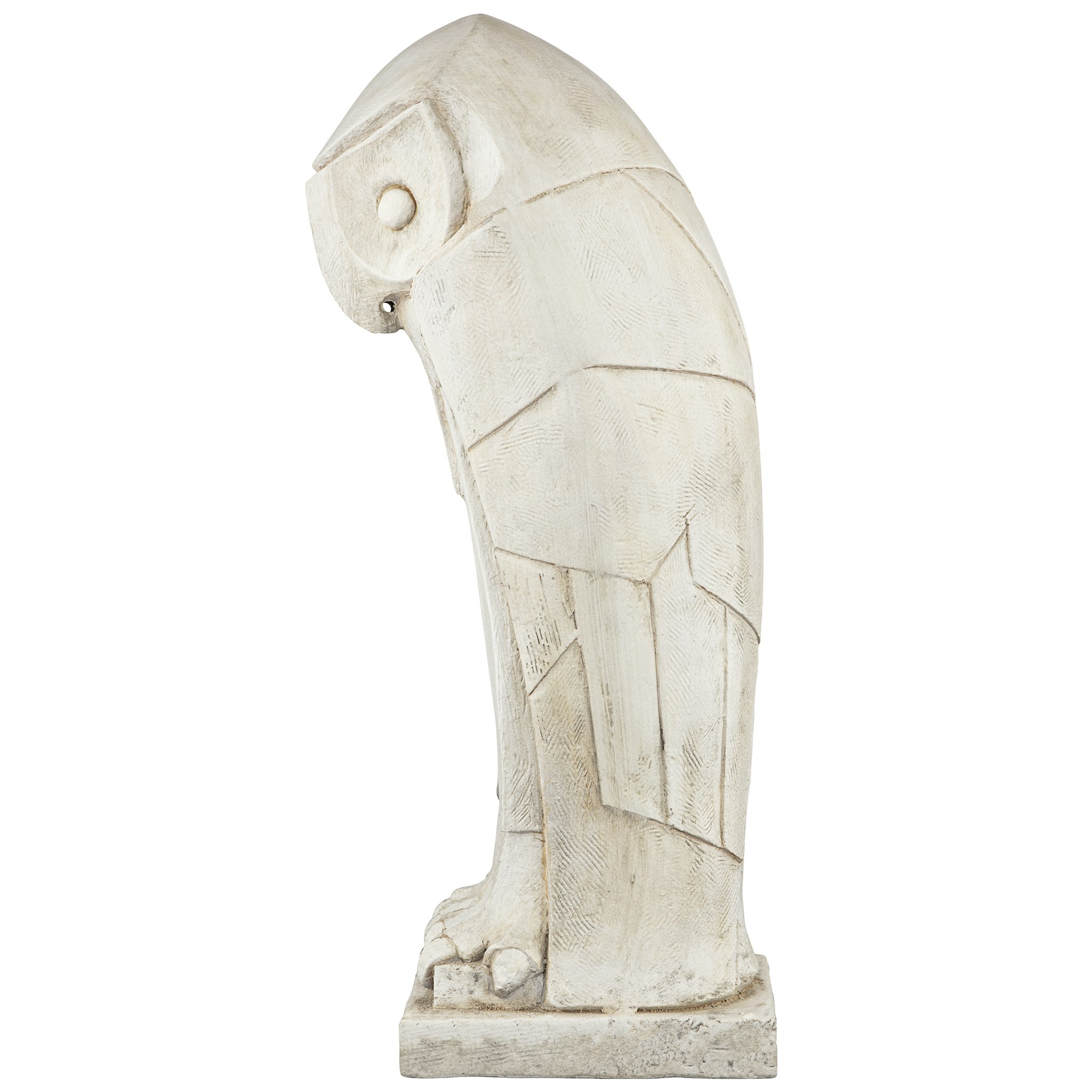 White Resin Art Deco Owl Garden Statue