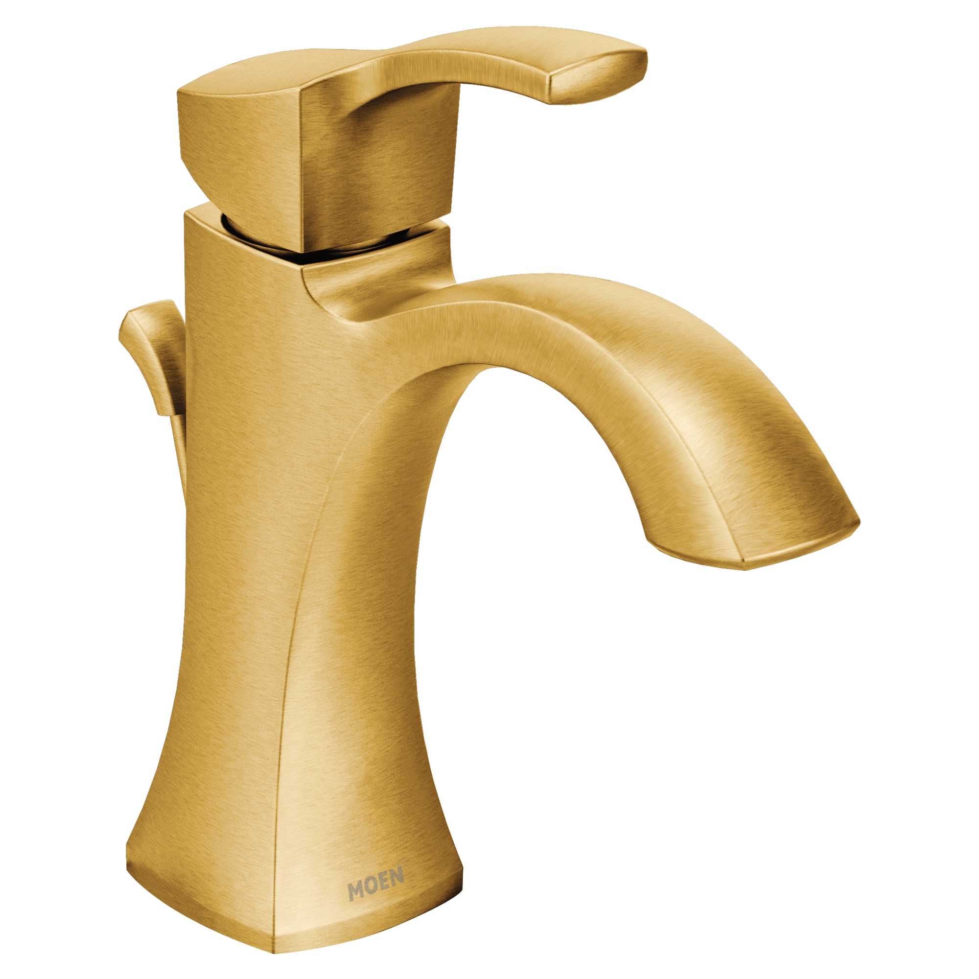 Moen 6903BG Voss Brushed Gold Single hole 1-handle WaterSense High-arc Residential Handle Bathroom Sink Faucet with Drain with Deck Plate