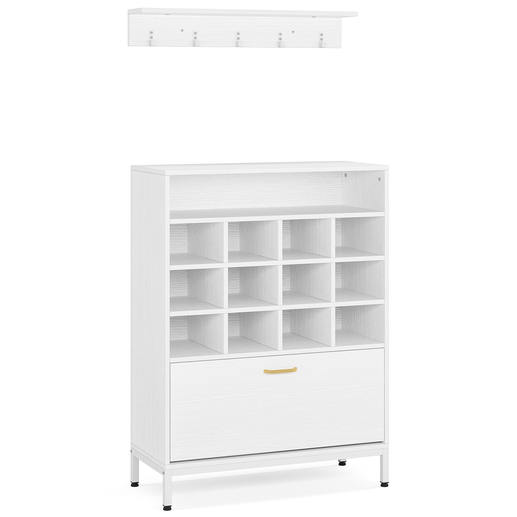 Tribesigns White MDF Shoe Cabinet, 7-Tier Shoe Storage with