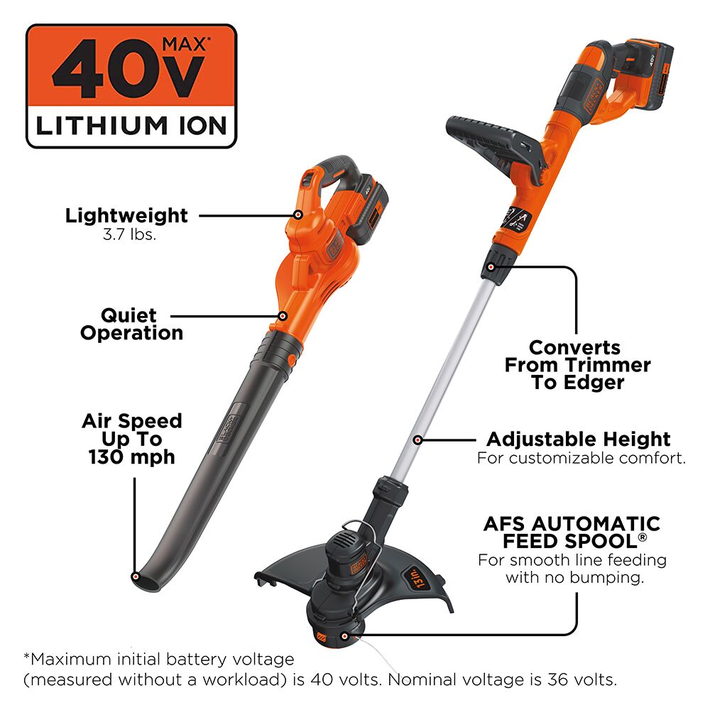 BLACK+DECKER 40-volt Max Cordless Battery String Trimmer and