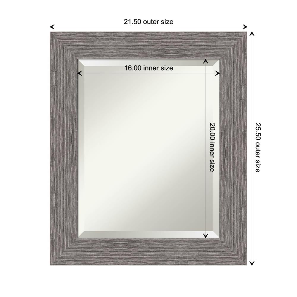 Pinstripe Plank Grey 21.5" x 25.5" Beveled Bathroom Vanity Mirror