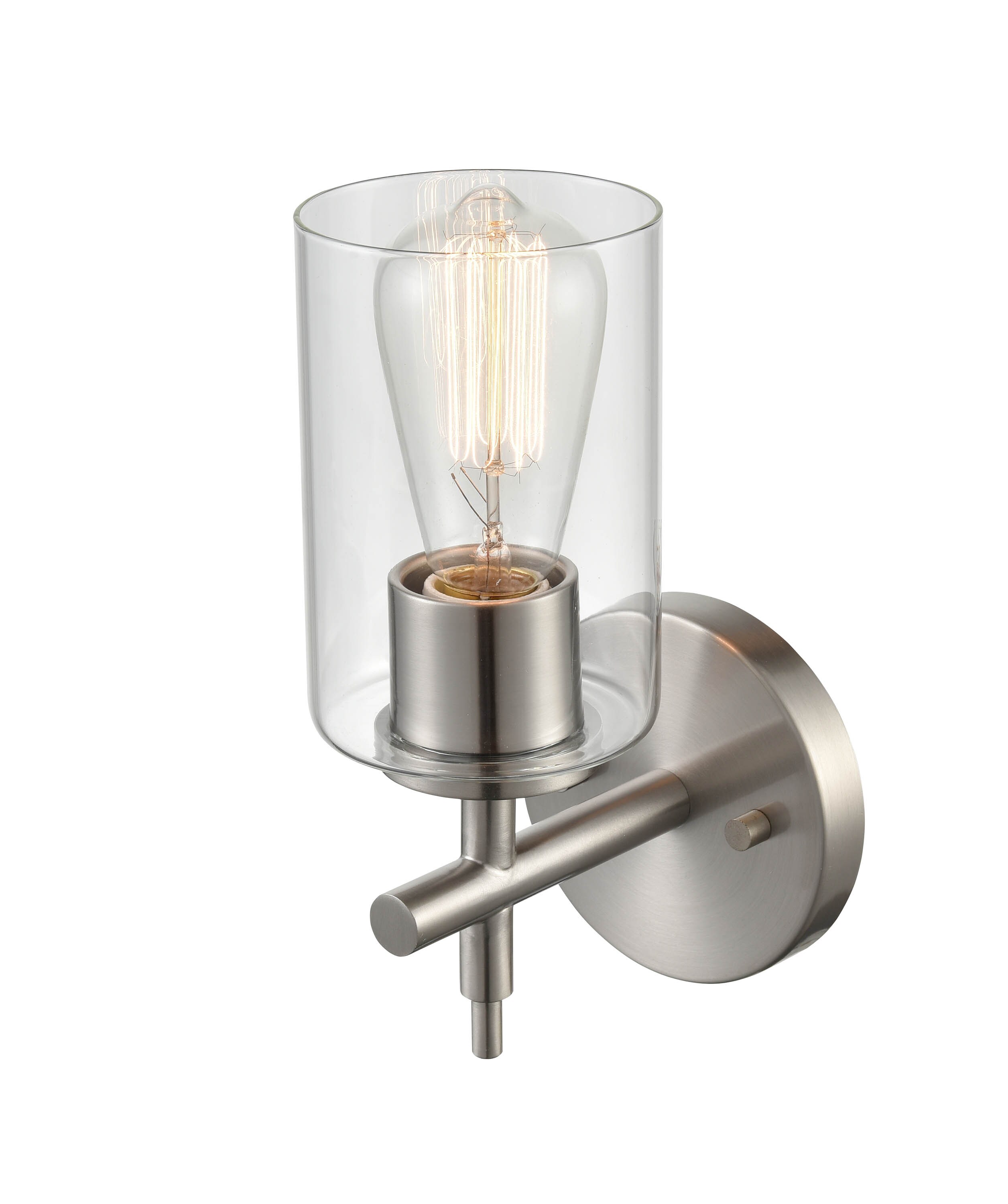 Elegant Brushed Nickel Dimmable Wall Sconce with Clear Glass Shade