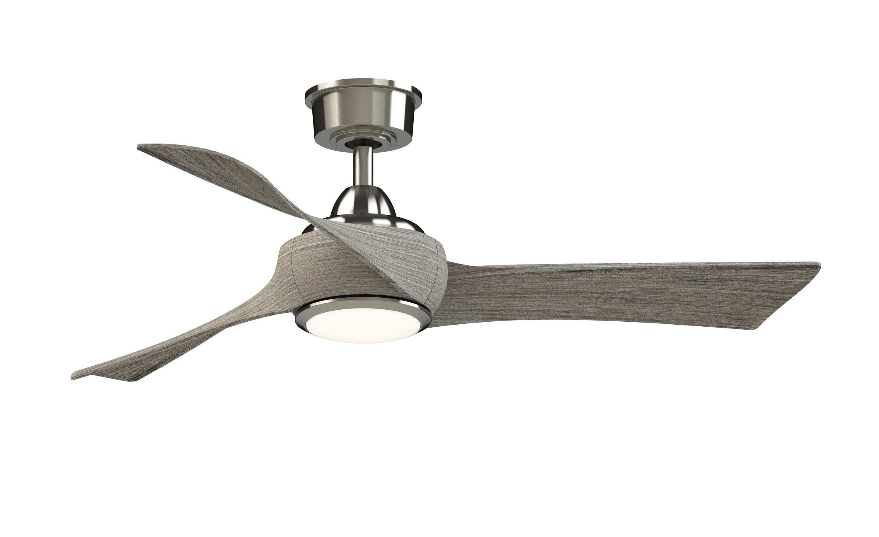 Fanimation Wrap Custom 84-in Brushed Nickel with Black Blades Integrated LED Indoor/Outdoor Smart Ceiling Fan with Light and Remote (3-Blade) FPD8531BN-84BL-LK Sansujyuku sansujyuku.com