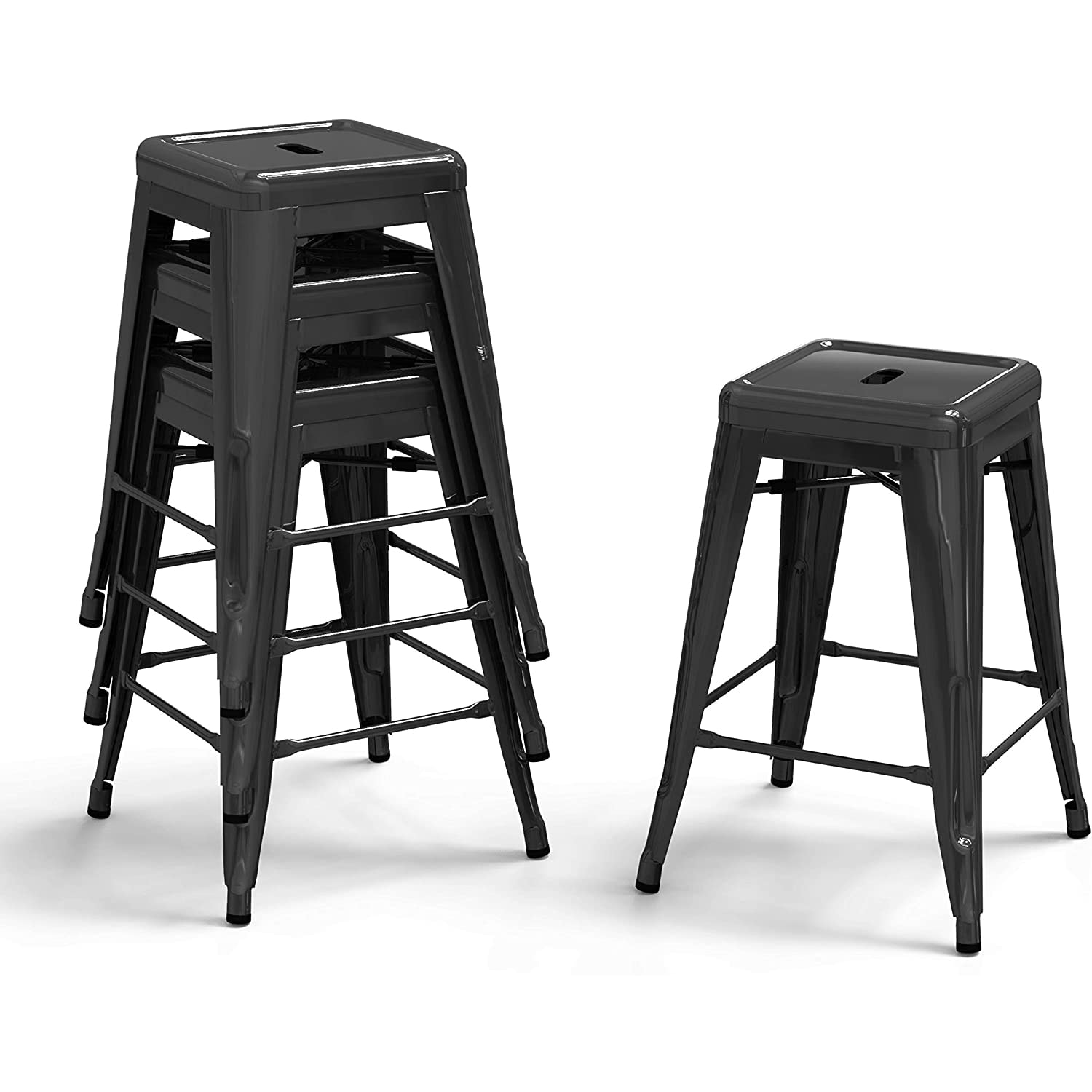 Sumyeg YY0007A-GR Baylor Bears Set of 4 Black Bar height Stackable Metal Backless Bar Stool