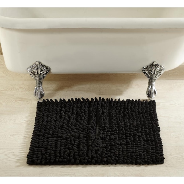 Better Trends Loopy Chenille Bath Rug 24-in x 24-in Black Cotton Bath Rug  in the Bathroom Rugs & Mats department at
