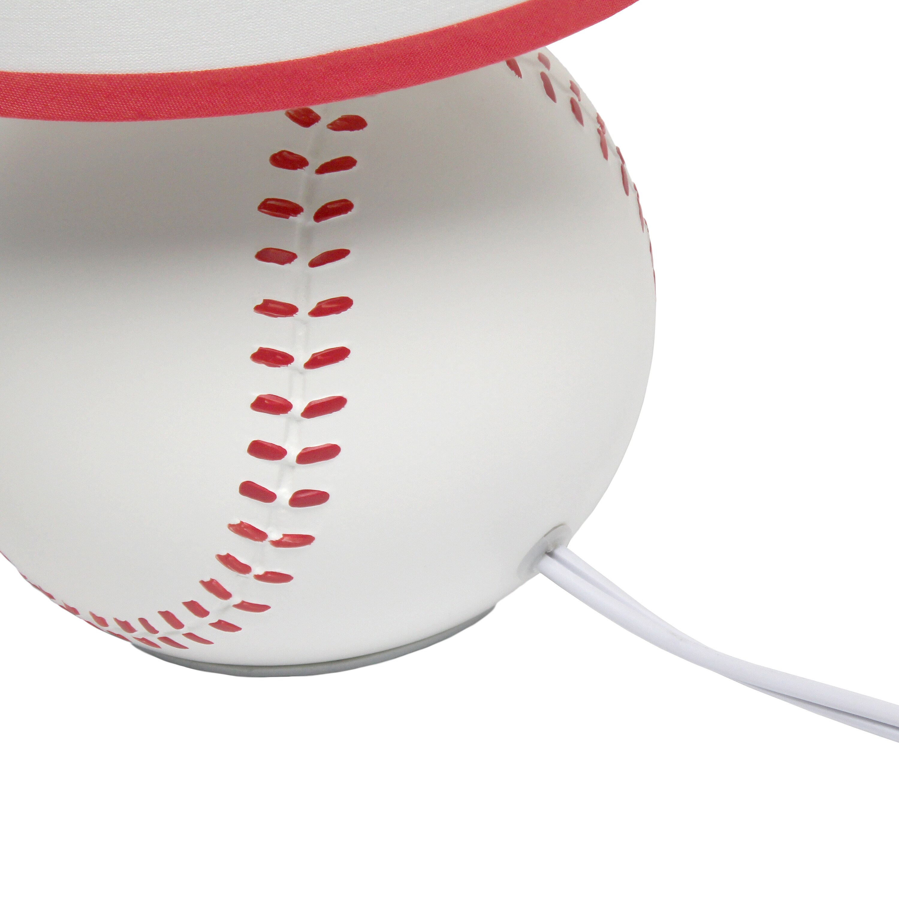 White and Red Mini Baseball Table Lamp for Kids Room