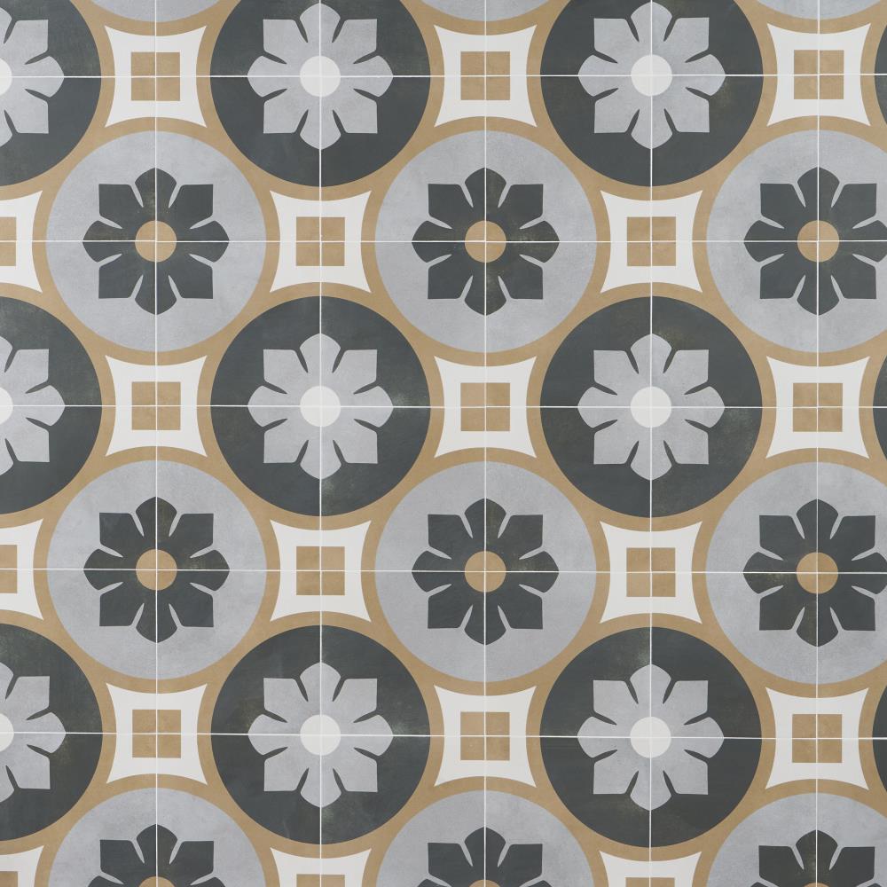 Artmore Tile EXT3RD105126 Agave Bloom Green 9-in x 9-in Matte Porcelain Encaustic Standard Floor and Wall Tile ( 6.99-sq ft Carton )