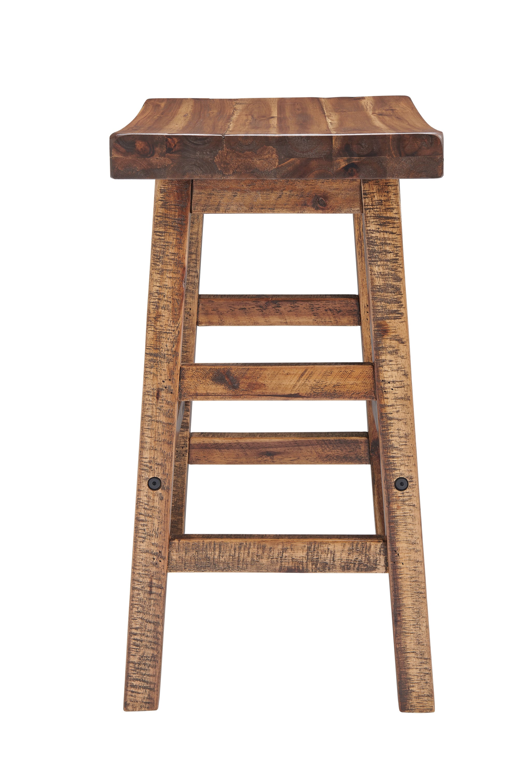 Durango 26" Brown Wood and Metal Saddle Stool