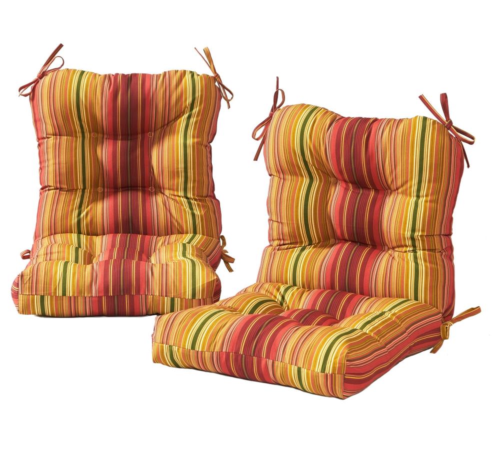 Greendale Home Fashions 21 in. x 42 in. Outdoor Dining Chair Cushion Sunset Multi-Color Stripe (2-Pack)