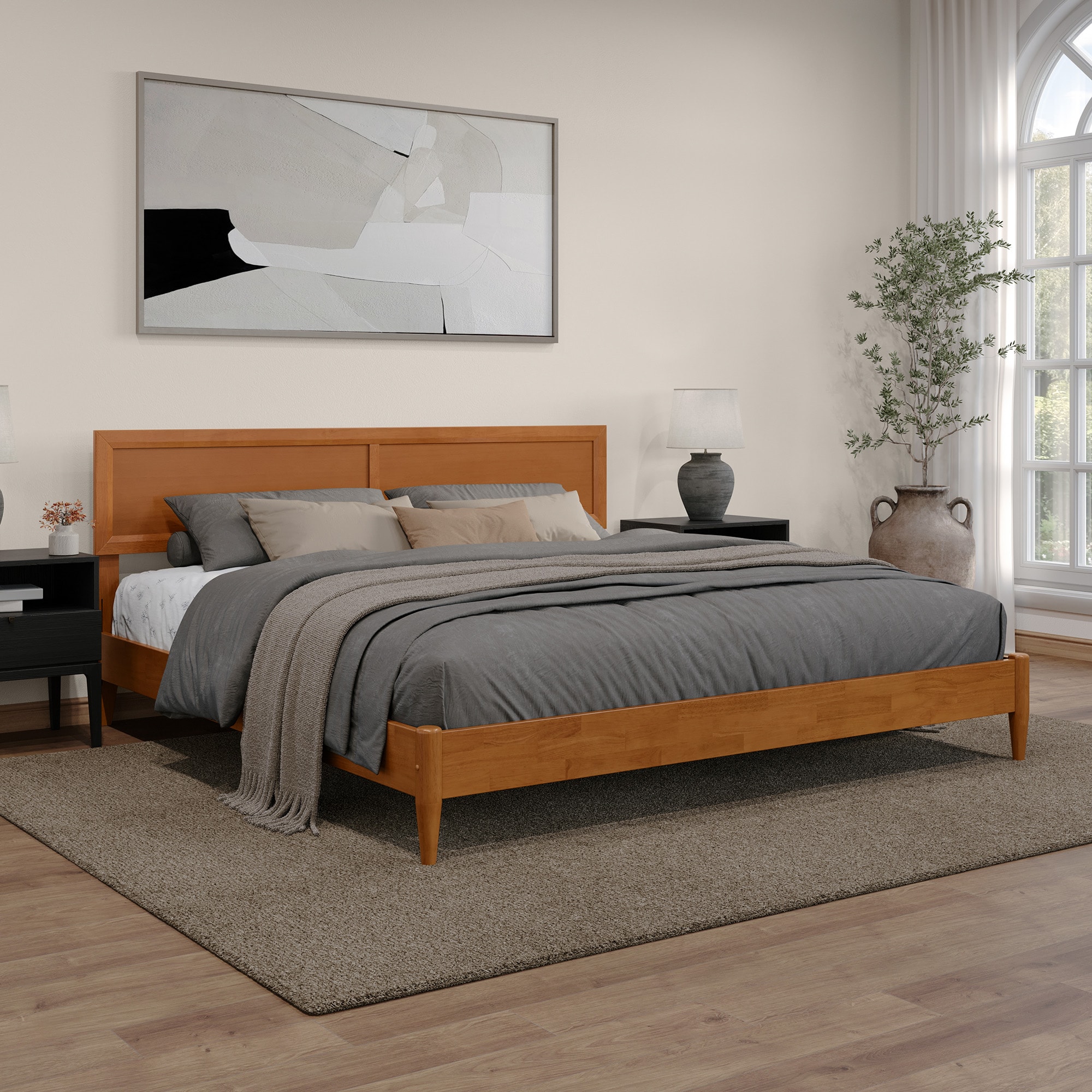 AFI AR847805T Sophia Light Toffee King Wood Low-profile Bed
