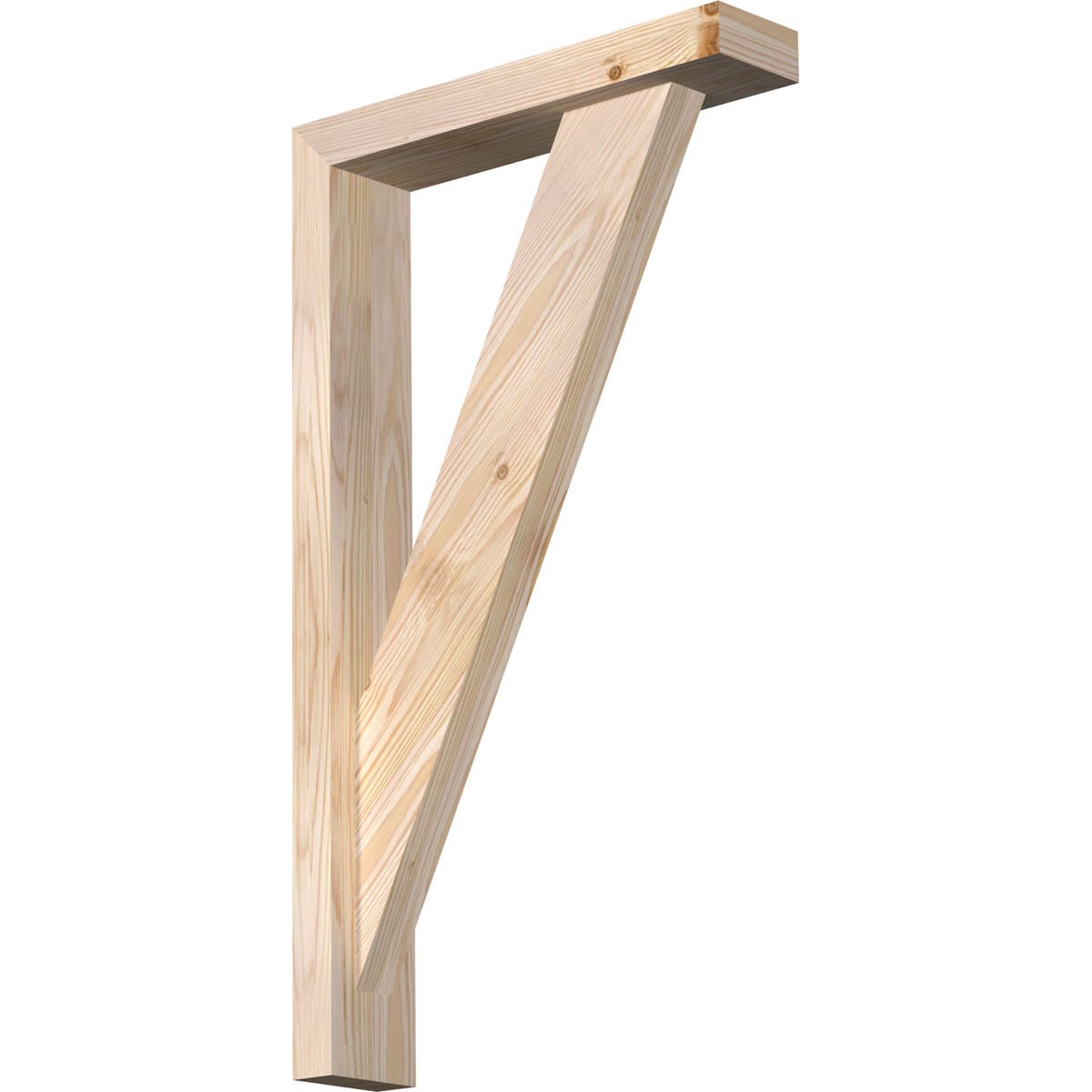 Ekena Millwork 1465011 Traditional Block Smooth Bracket with Offset Brace 3-1/2-in x 16-in x 28-in Douglas fir Brown Wood Standard bracket