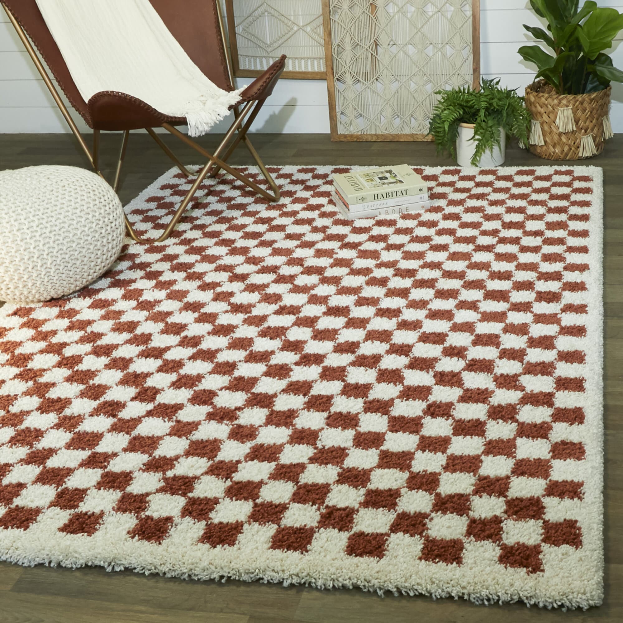 Balta 3122022 4 x 5 (ft) Polypropylene Burnt Orange Rectangular Indoor Geometric Mid-Century Modern Area rug