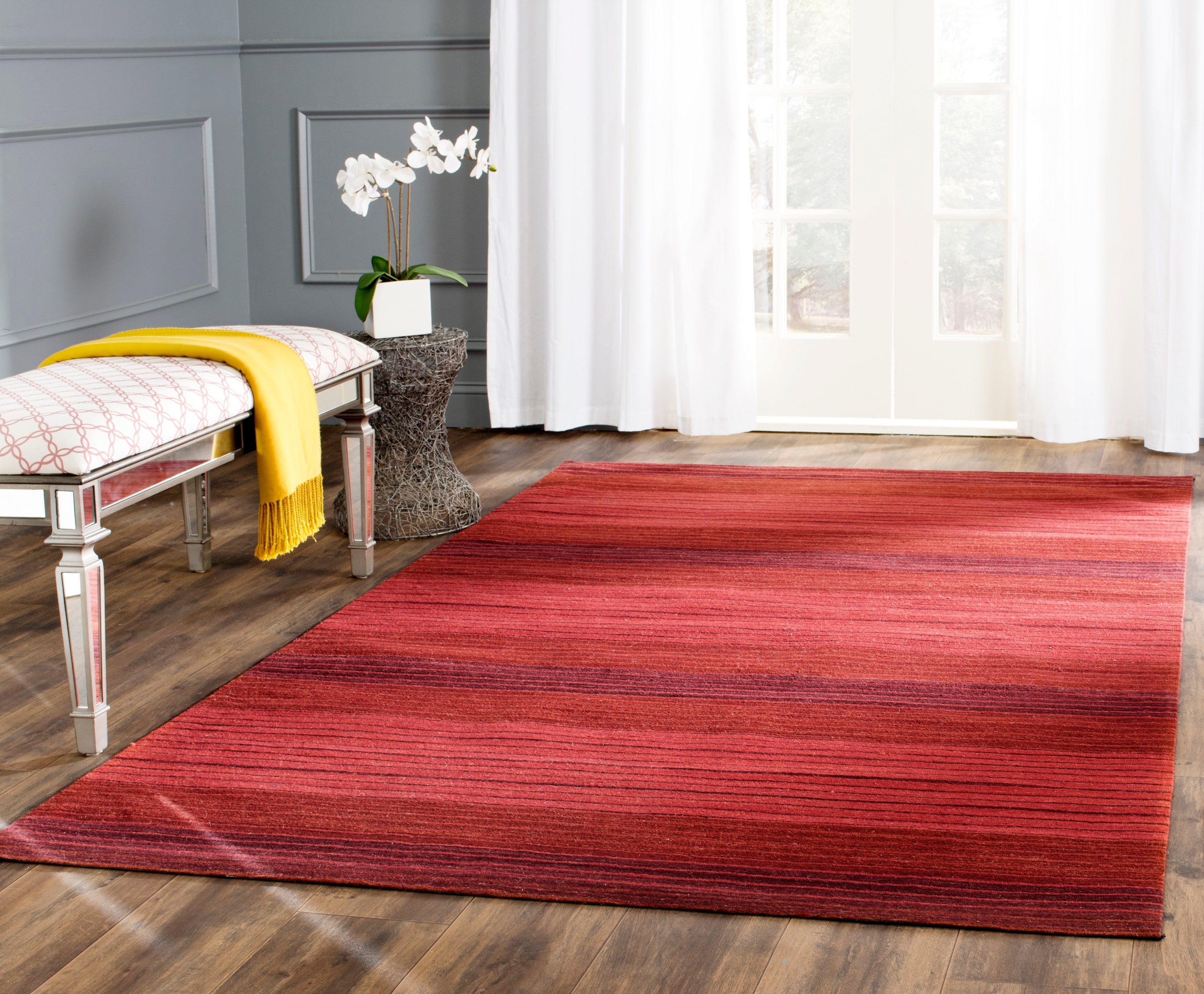 Handmade Red Wool Flat Woven Rectangular Rug 2'3" x 4'