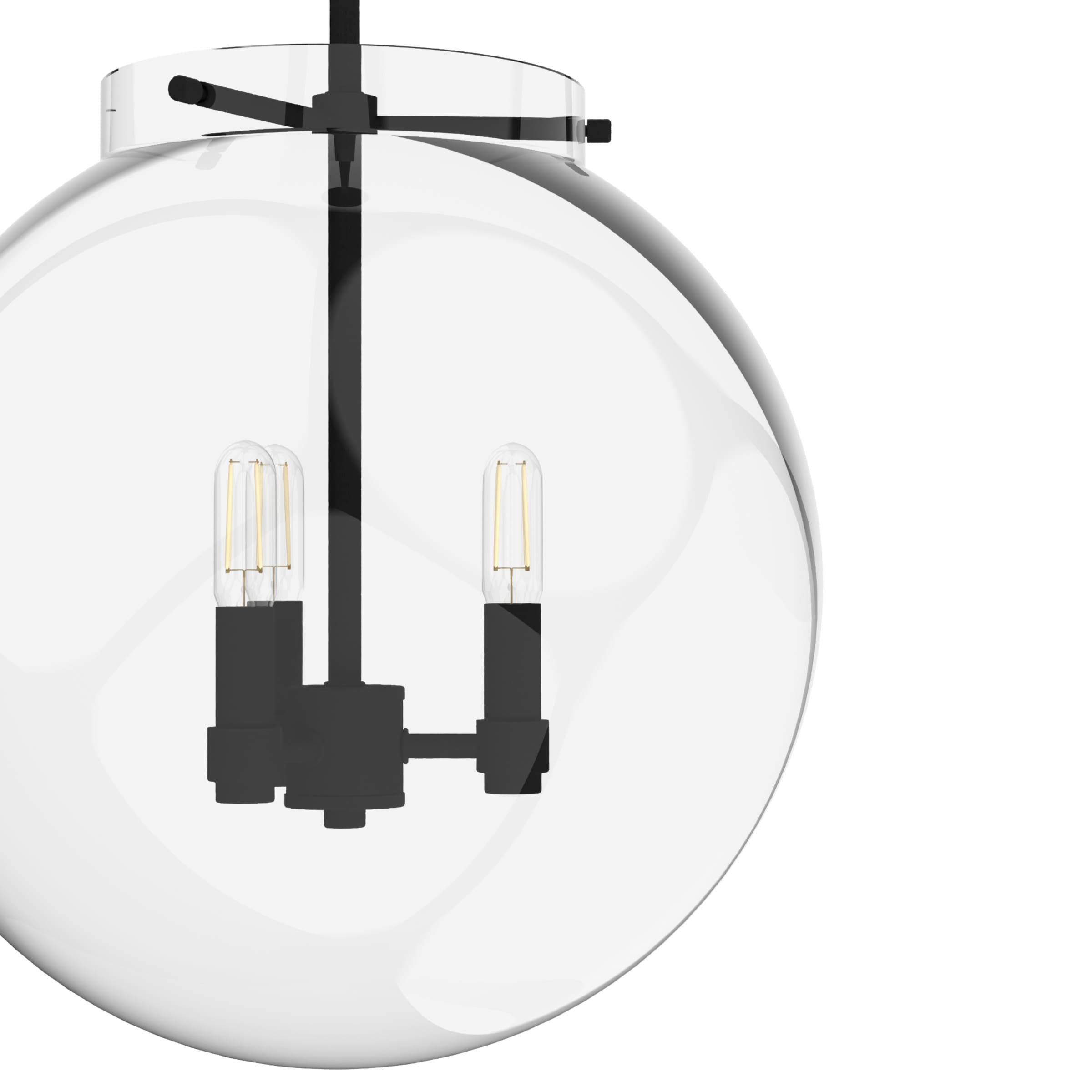 Sacha 3-Light Black Iron Globe Pendant with Clear Glass