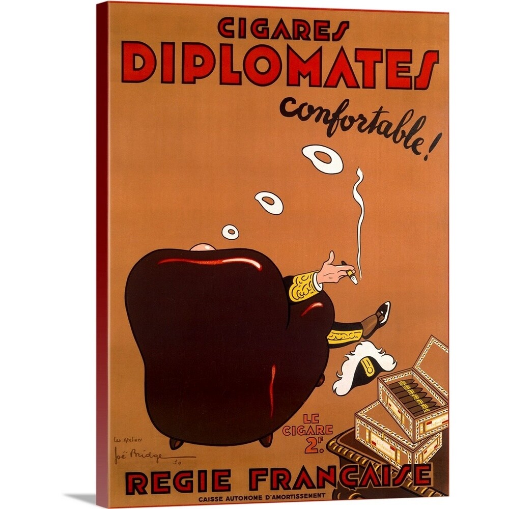 GreatBigCanvas AH5788-FIN-24-30X40 Diplomate Cigar, Regie Francaise, Vintage Poster Archivea 40-in H x 30-in W Abstract Print on Canvas
