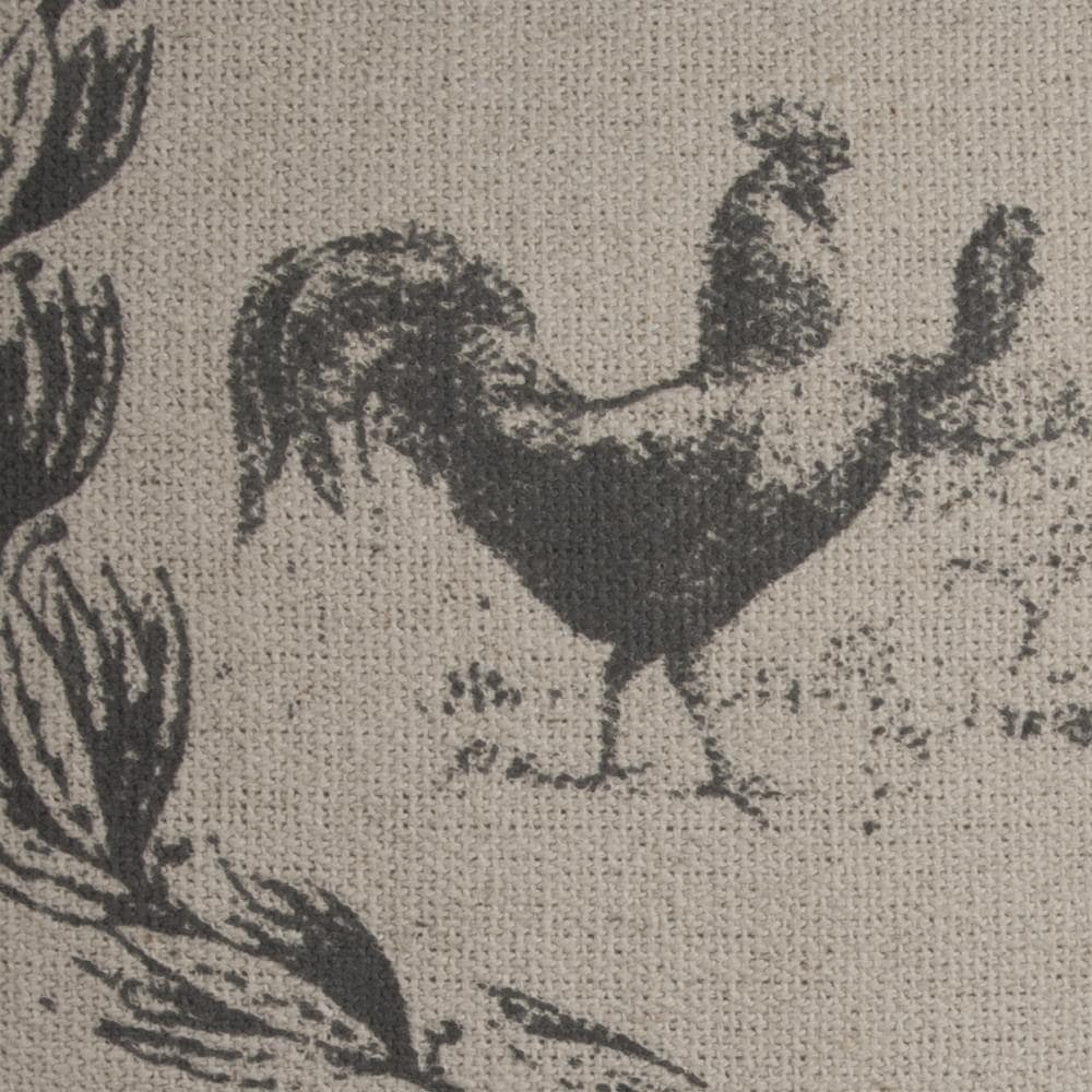 Farmhouse Rooster Gray and Natural Cotton Throw Pillow, 20" x 20"