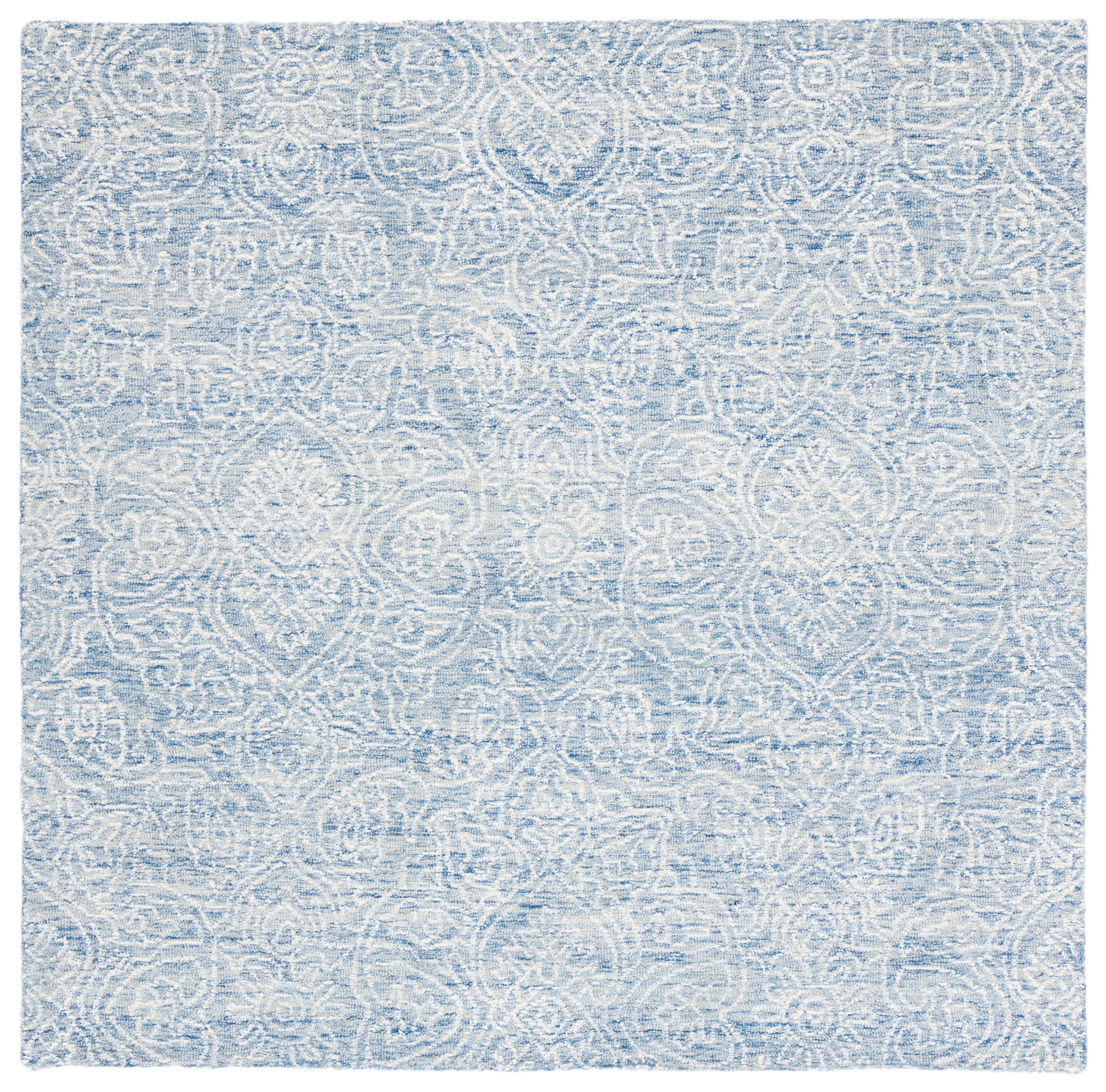 Safavieh MET998M-6SQ Metro Lorenzina 6 x 6 (ft) Tufted Wool Blue/Ivory Square Indoor Floral/Botanical Farmhouse/Cottage Area rug