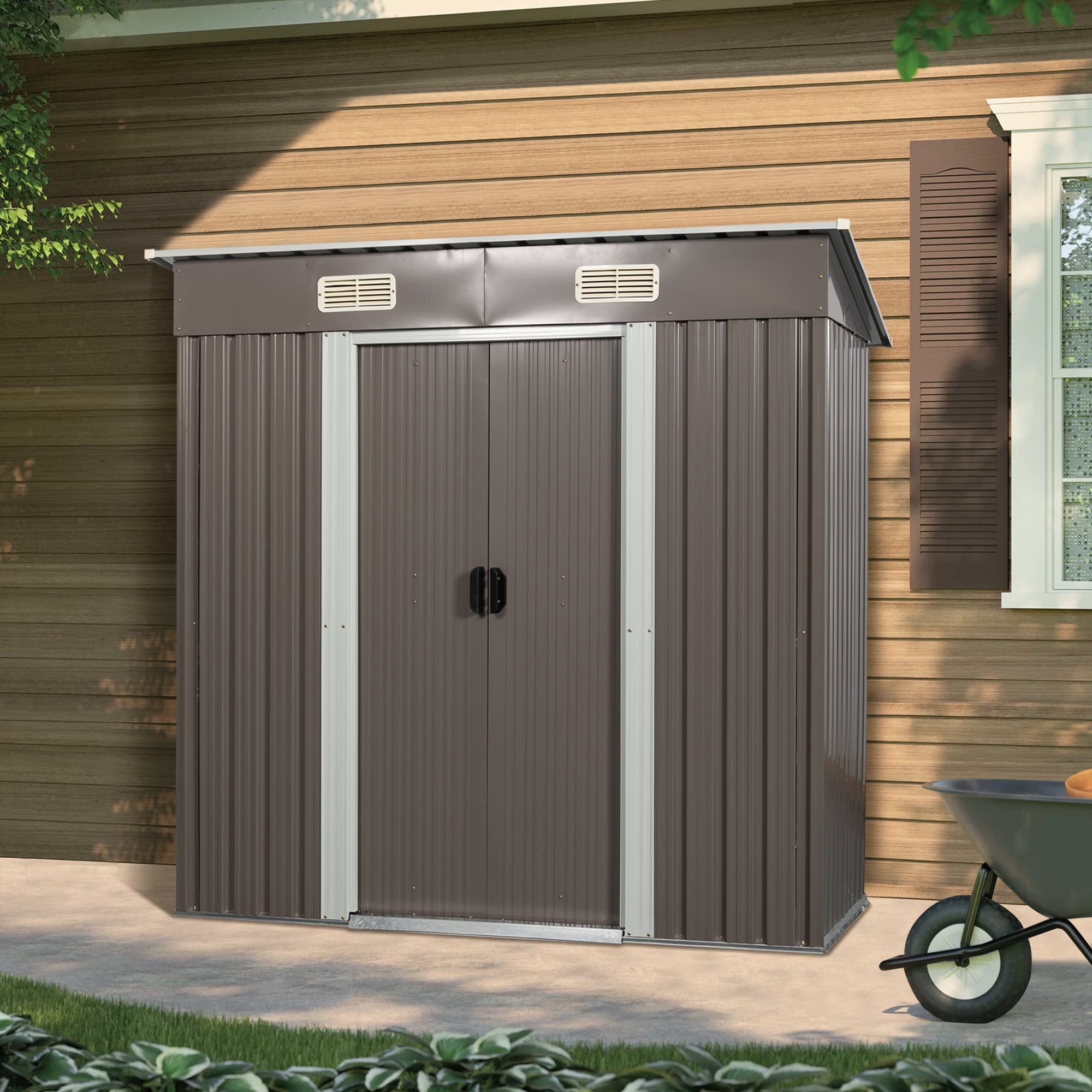 WELLFOR GGJS00464GY Metal-Storage-Buildings-Sheds - View #2