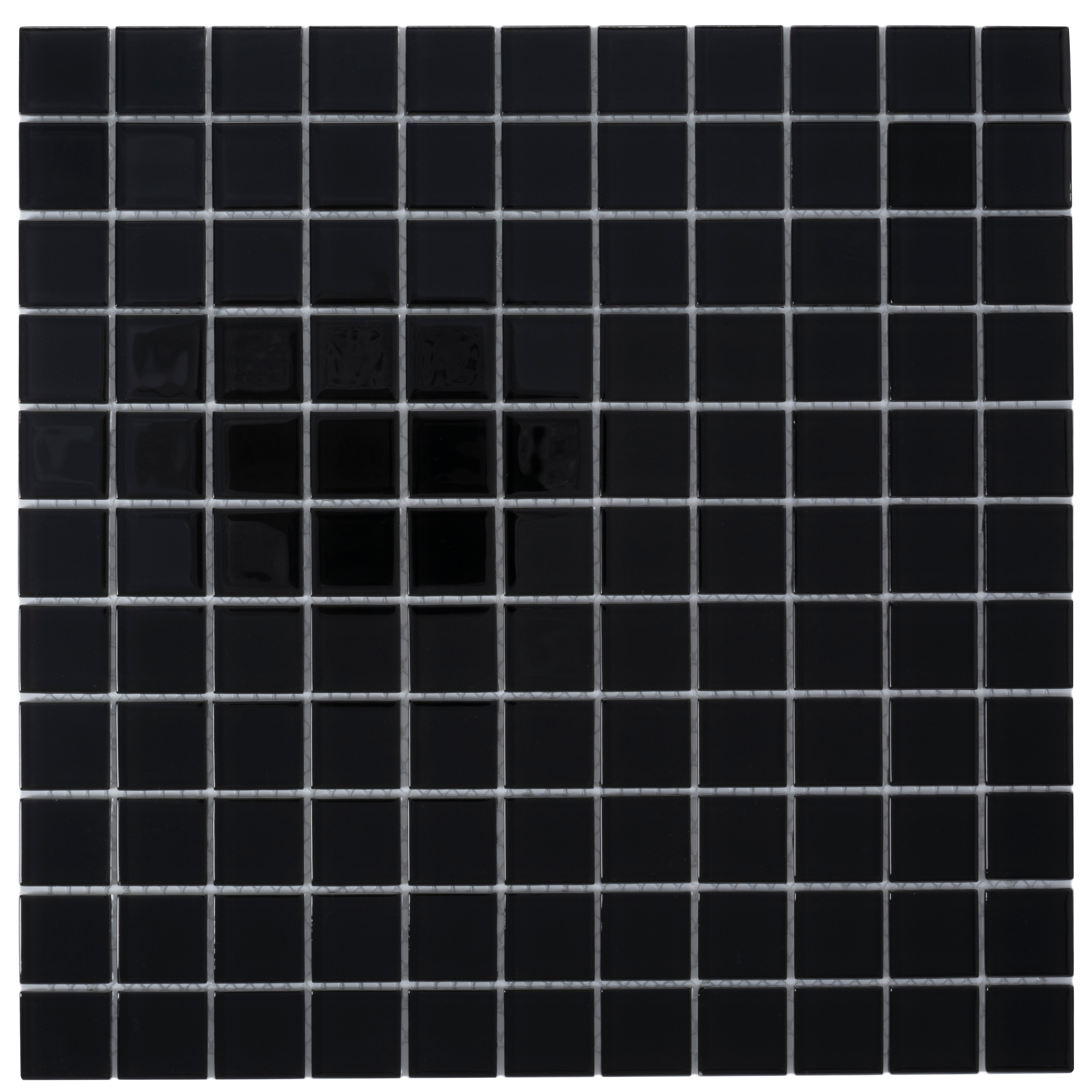Apollo Tile APLA88091 1X1A Colorway Black 12-in x 12-in Glossy Glass Patterned Mosaic Wall Tile (9.67-sq. ft/ Carton)
