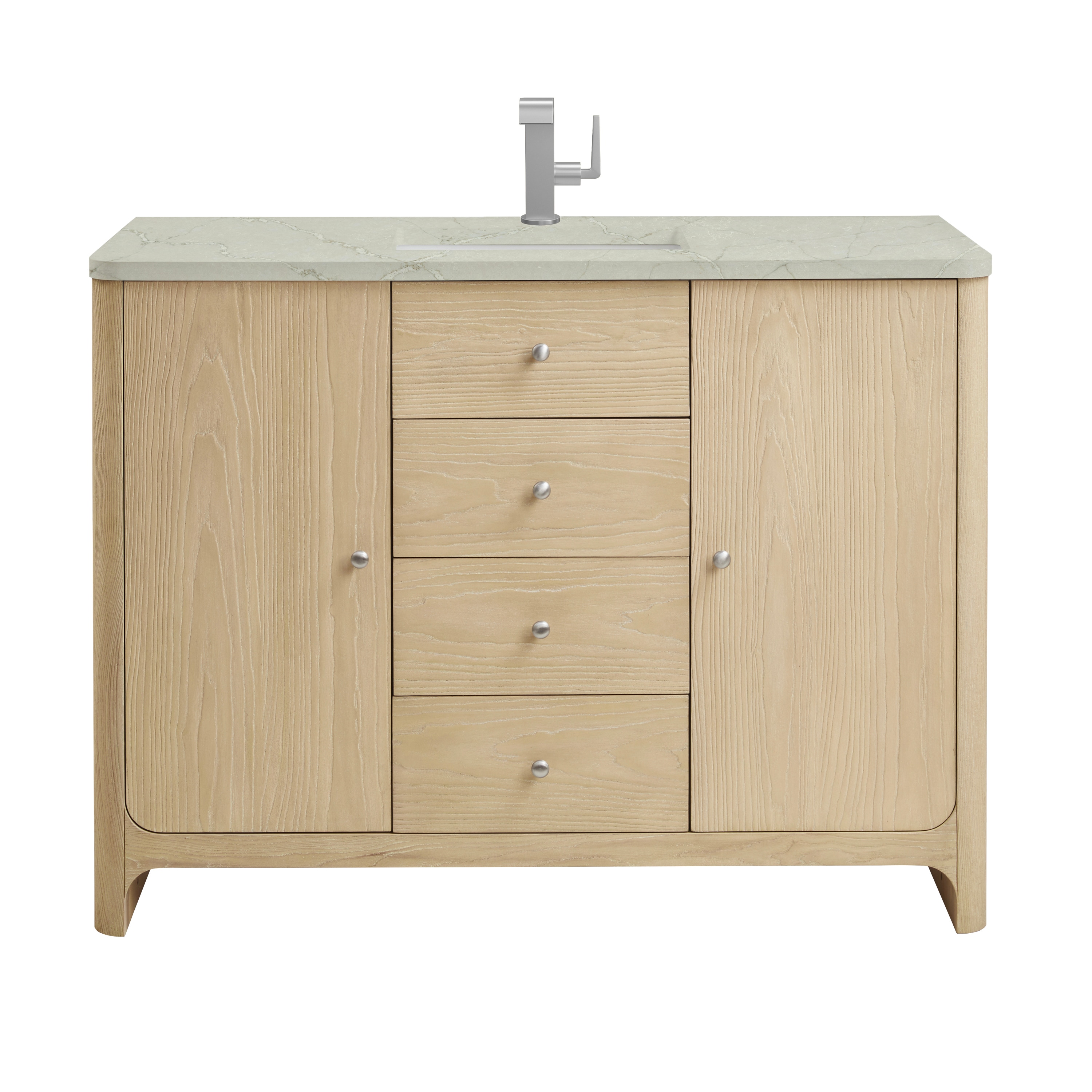 James Martin Vanities D125-V48-CSD-3VSL Gracyn 48-in Coastal Driftwood Undermount Single Sink Bathroom Vanity with Victorian Silver Quartz Top