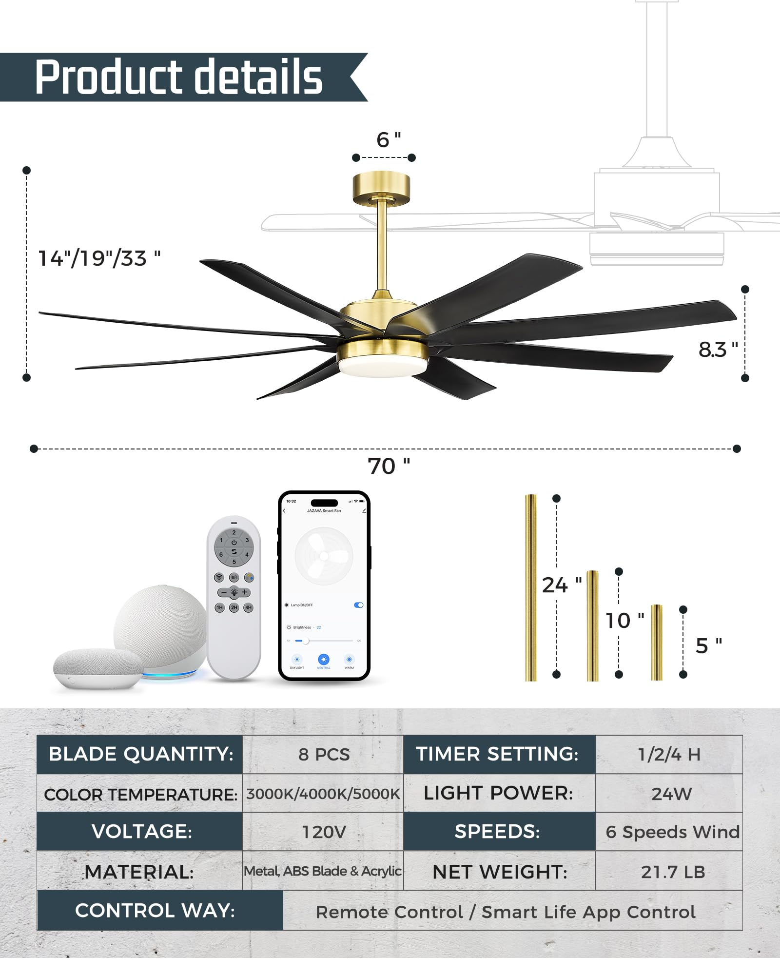 LTMATE LSLT-CF01-BGB Ceiling-Fans - View #2