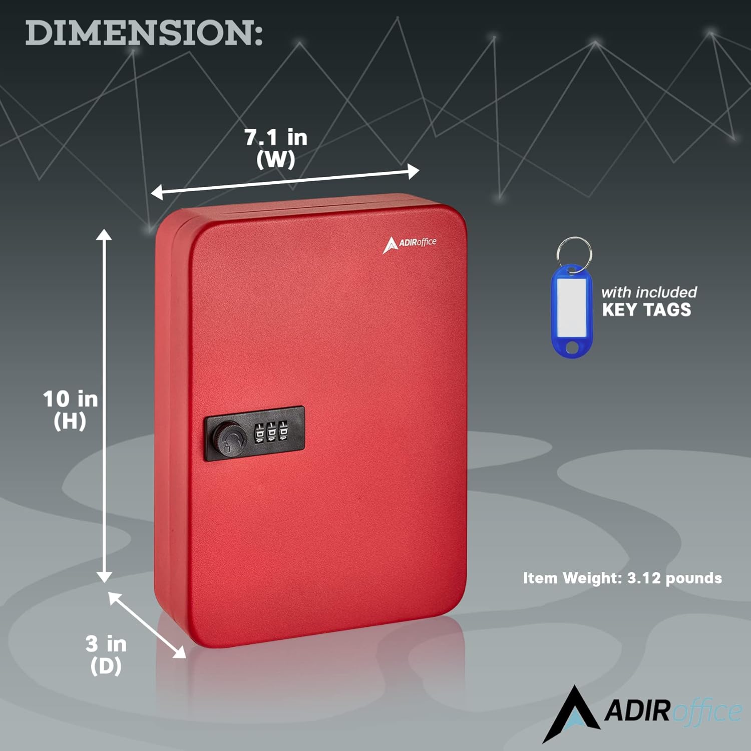 AdirOffice 682-48-RED-689-PKG Key-Safes - View #3