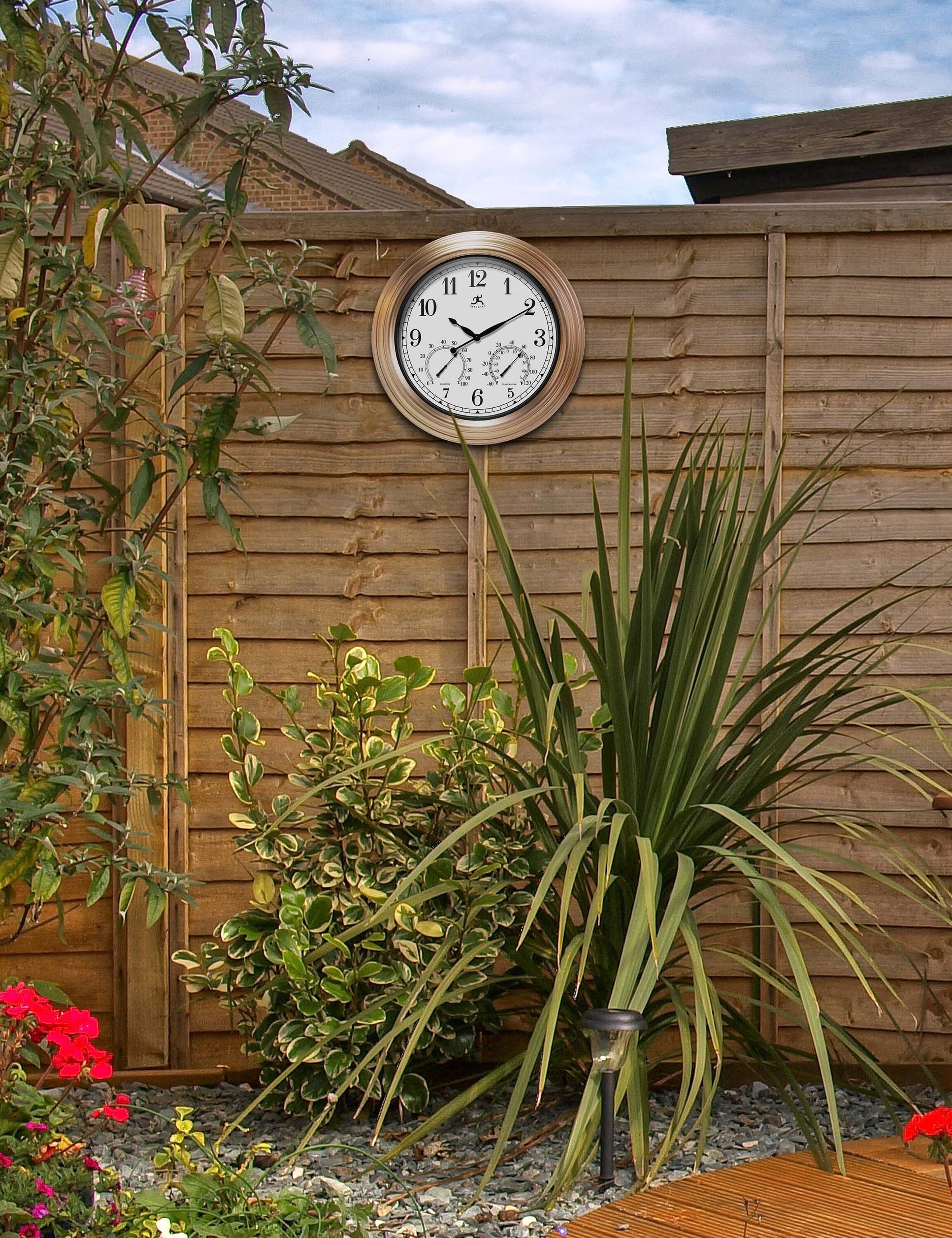Blanc Fleur Outdoor Decorative Round 15 inch Wall Thermometer by