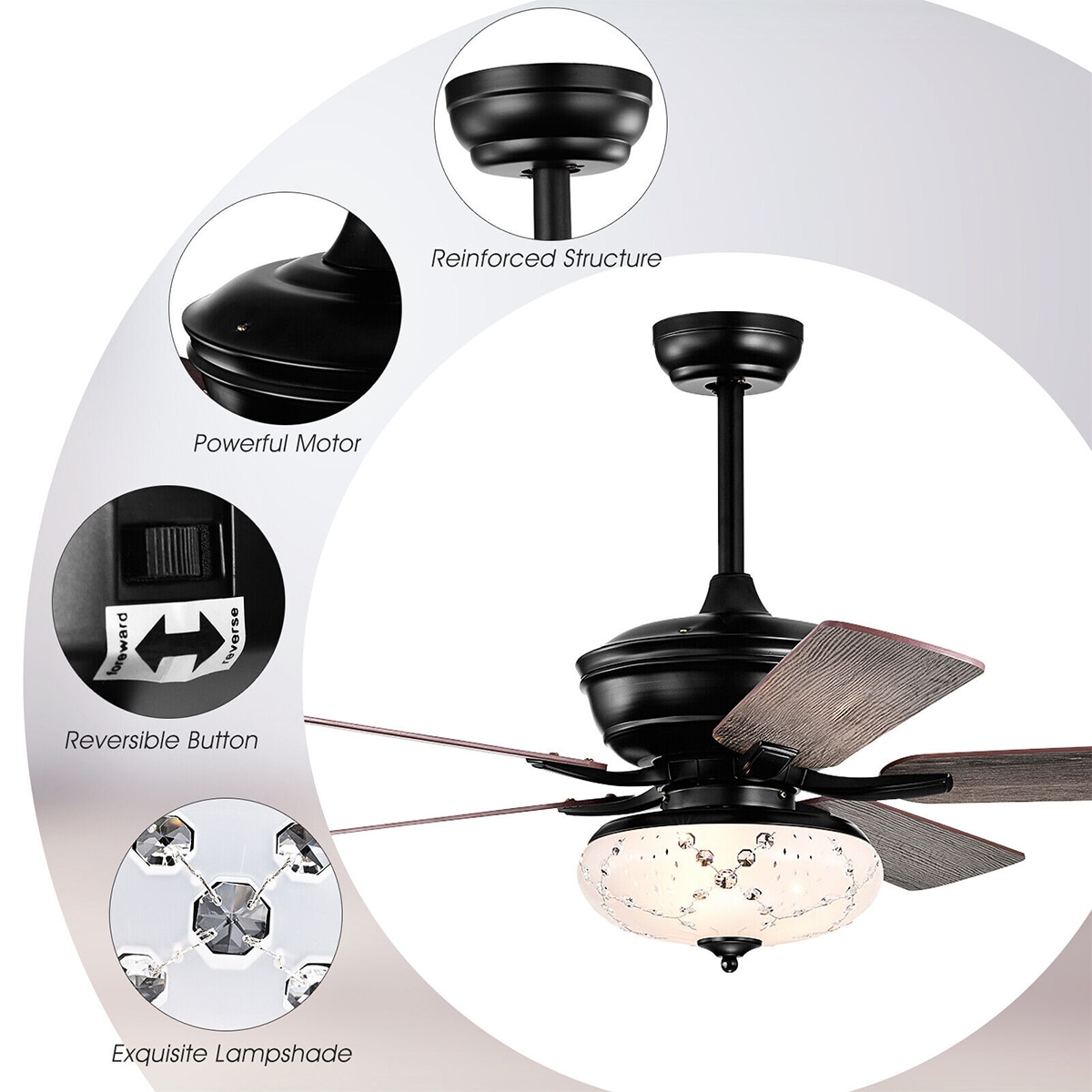WELLFOR DFJ10099US-GR Ceiling-Fans - View #3