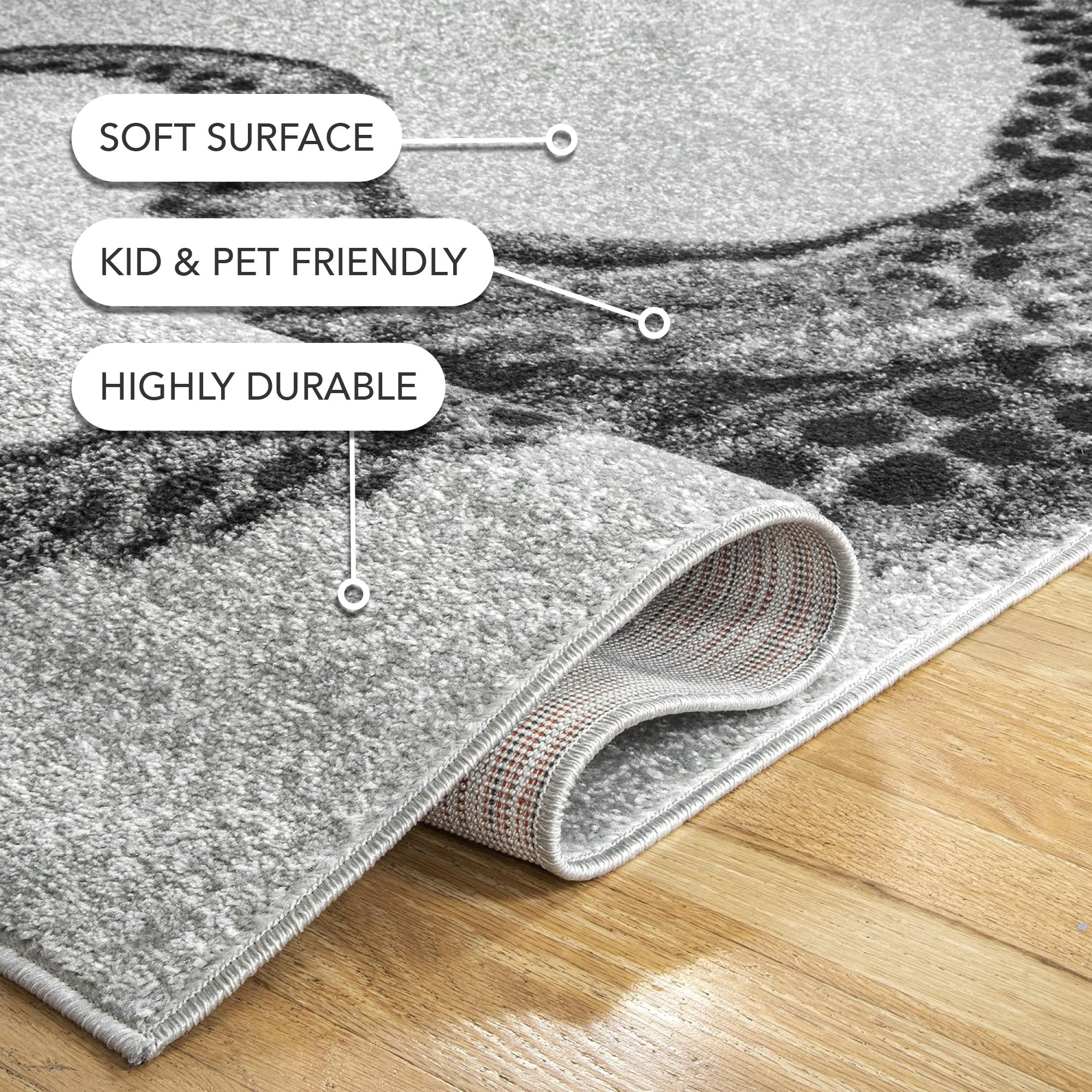 Gray Flat Woven Reversible Synthetic Rectangular Rug