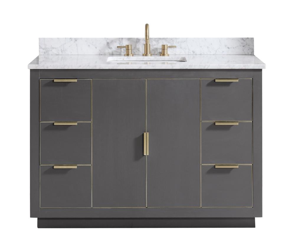 Avanity AUSTEN-VS49-TGG-C Austen 49-in Twilight gray Undermount Single sink Bathroom Vanity with Carrera white Natural marble Top