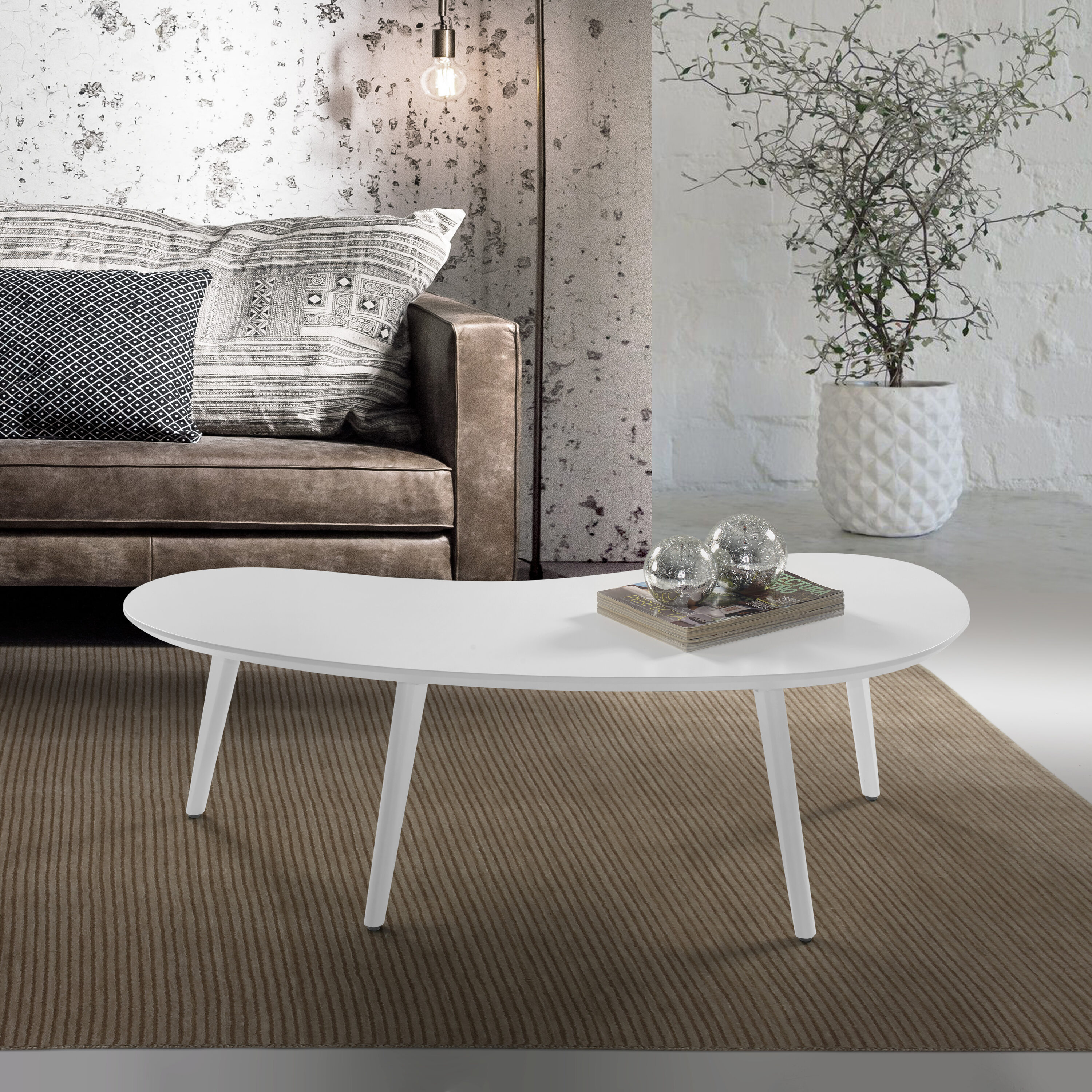 Camaflexi Mid Century Modern White Pine Wood Midcentury Coffee Table MDC03 at Lowes