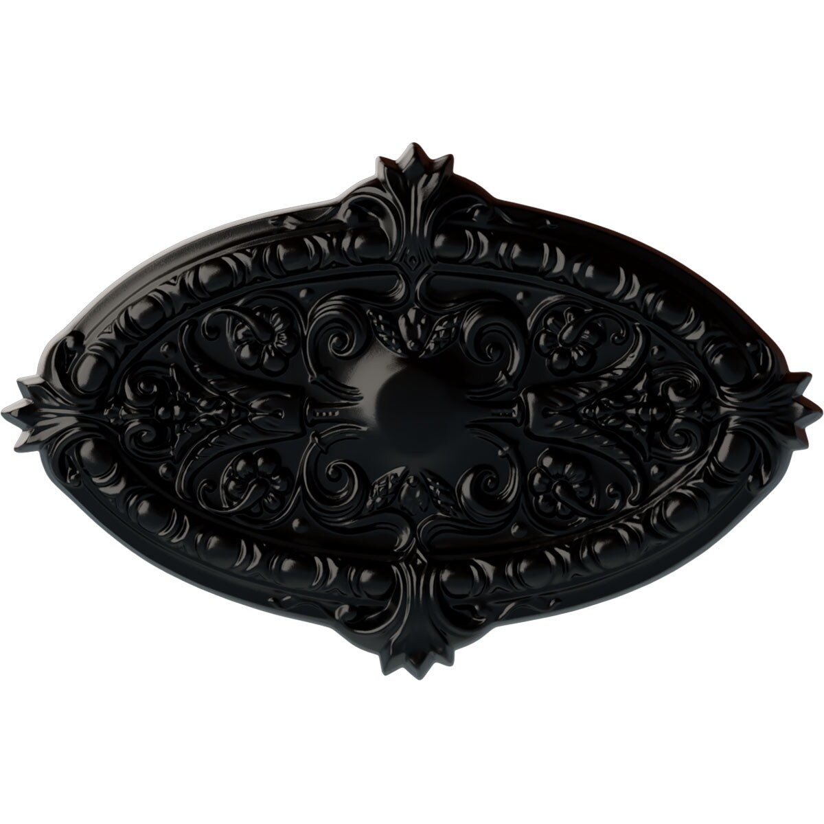 Ekena Millwork CM26MRBLF Marcella 17.25-in W x 26.75-in L Painted Jet Black Polyurethane Whole Ceiling Medallion