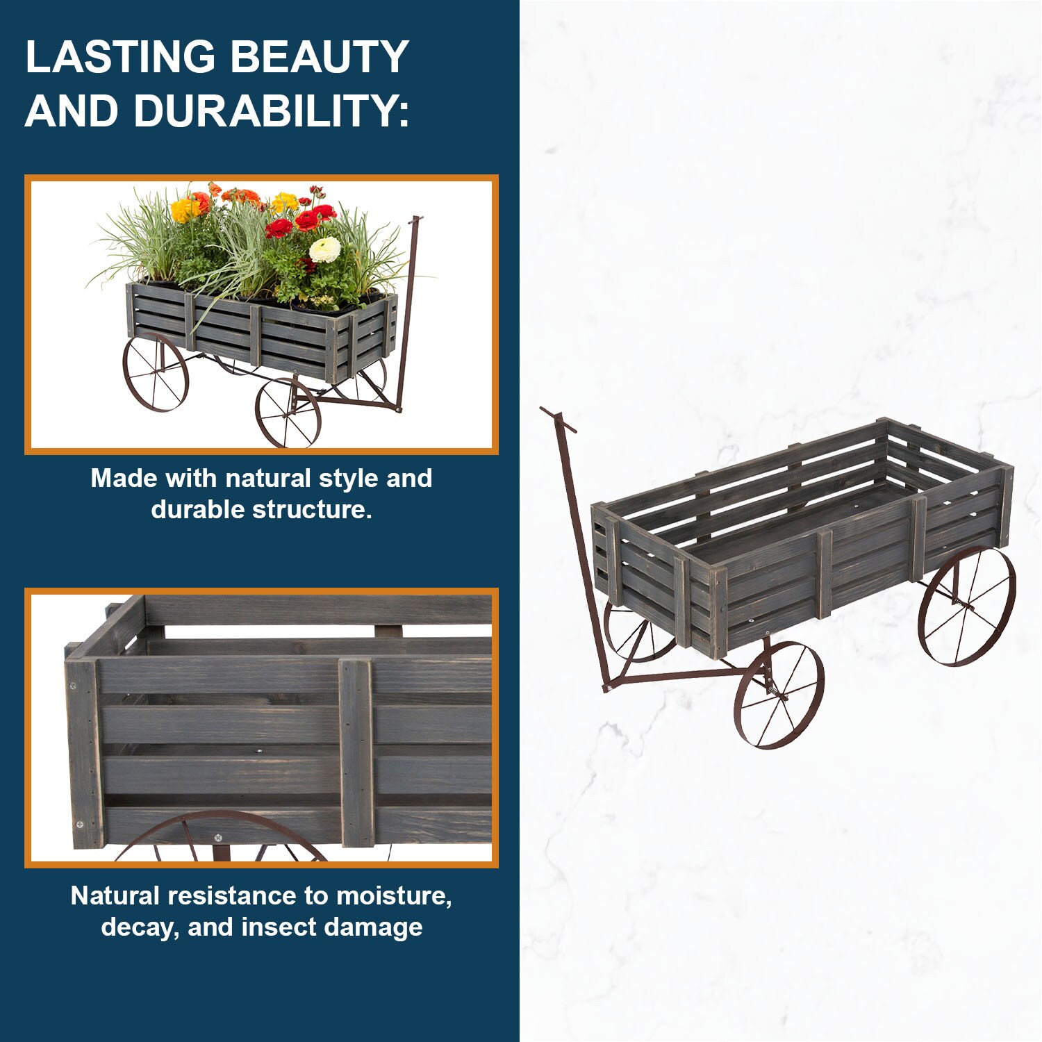 Decorative Buckboard Wagon Garden Planter